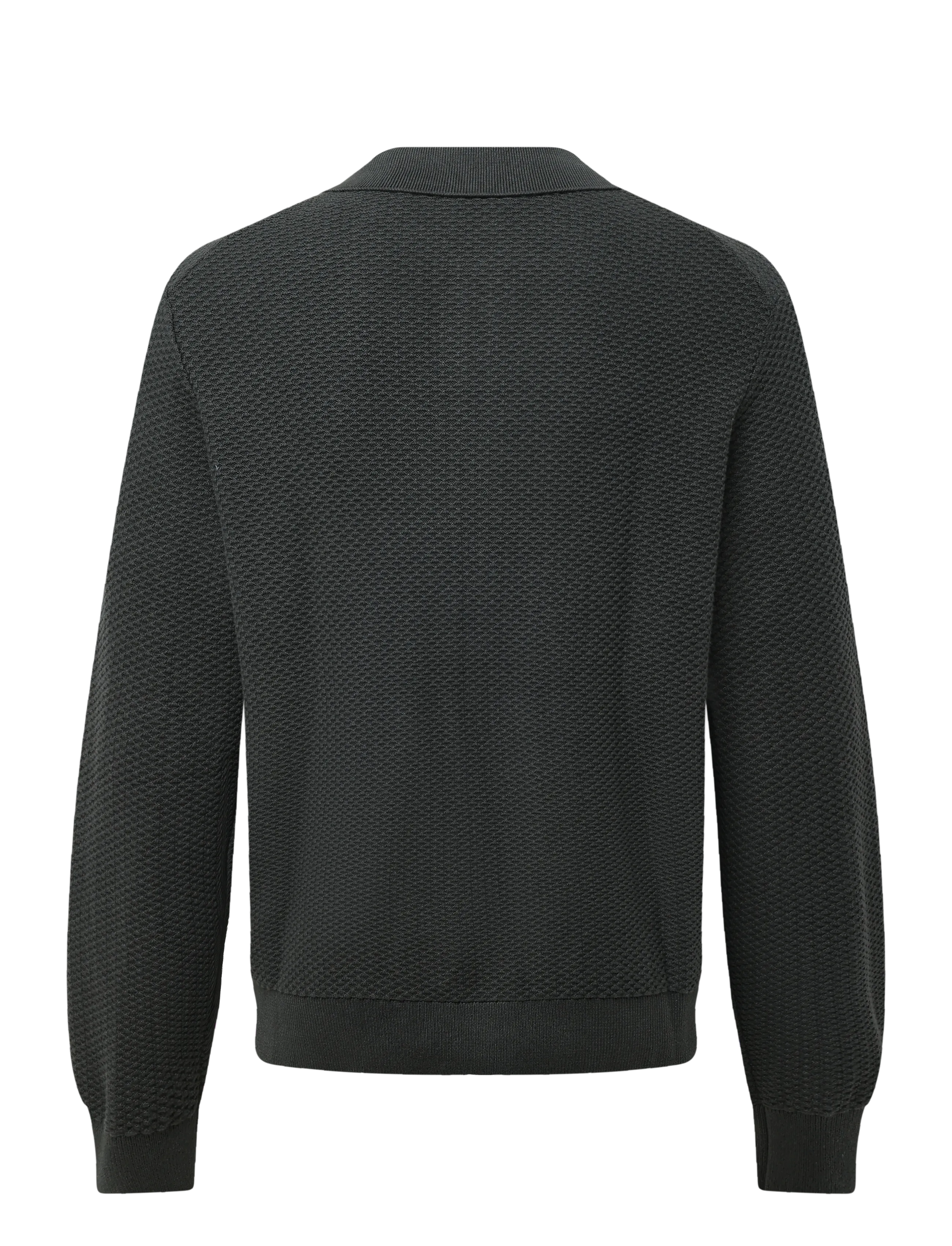 Lindbergh - Structure L/S polo zip cardigan - pikkade varrukatega kootud polod - granite green - 1