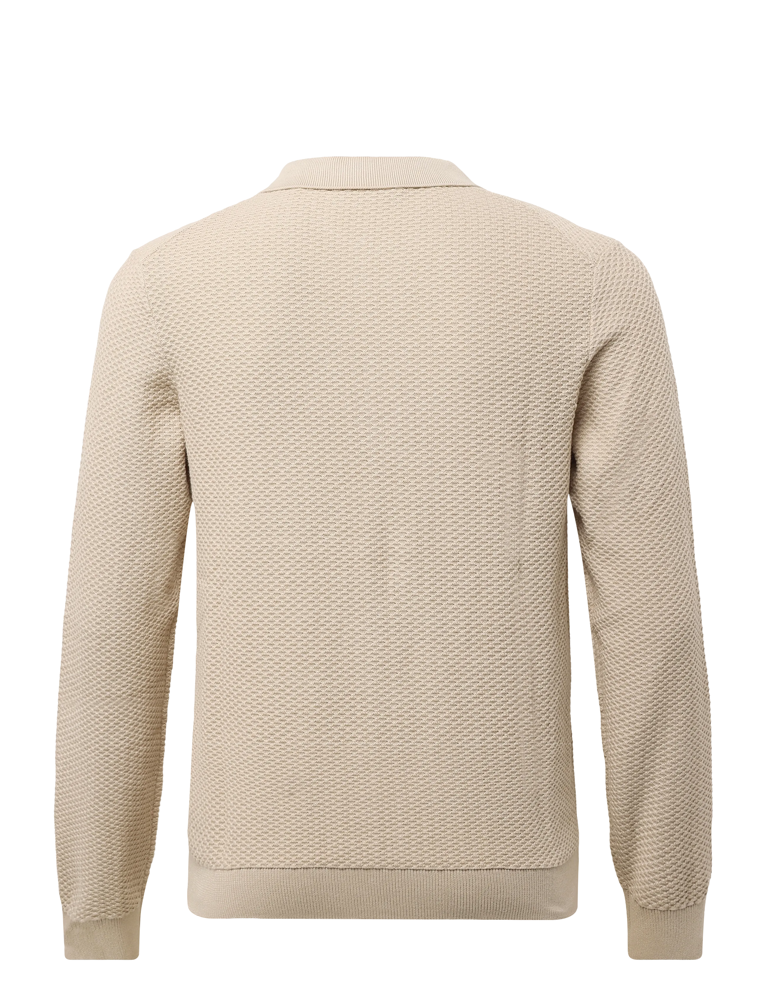 Lindbergh - Structure L/S polo zip cardigan - pikkade varrukatega kootud polod - lt stone - 1