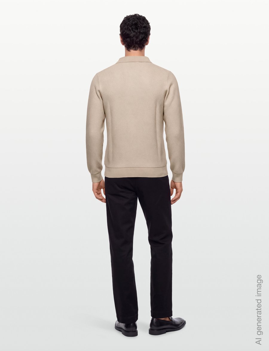 Lindbergh - Structure L/S polo zip cardigan - pulls zippés - lt stone - 4