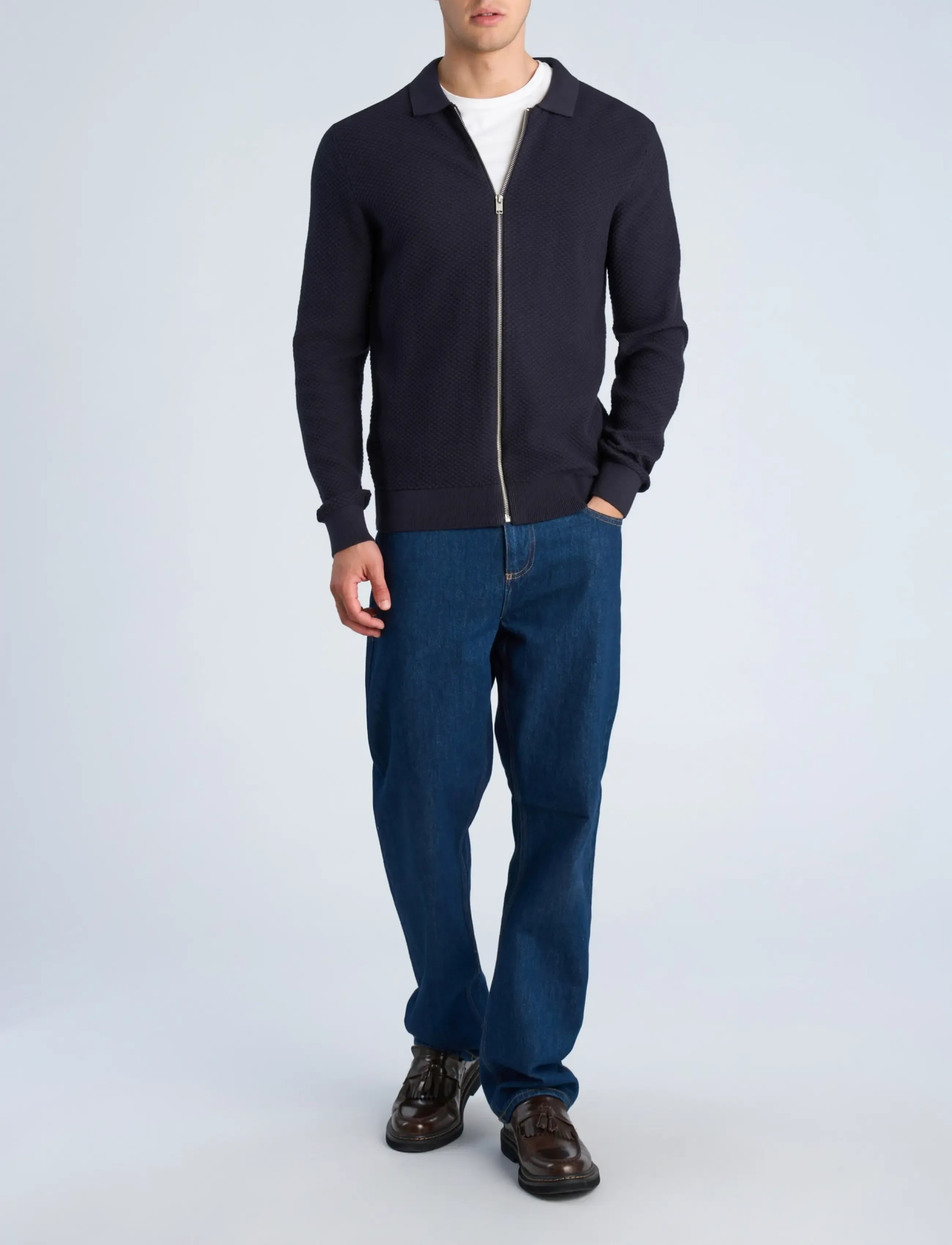 Structure L/S Polo Zip Cardigan