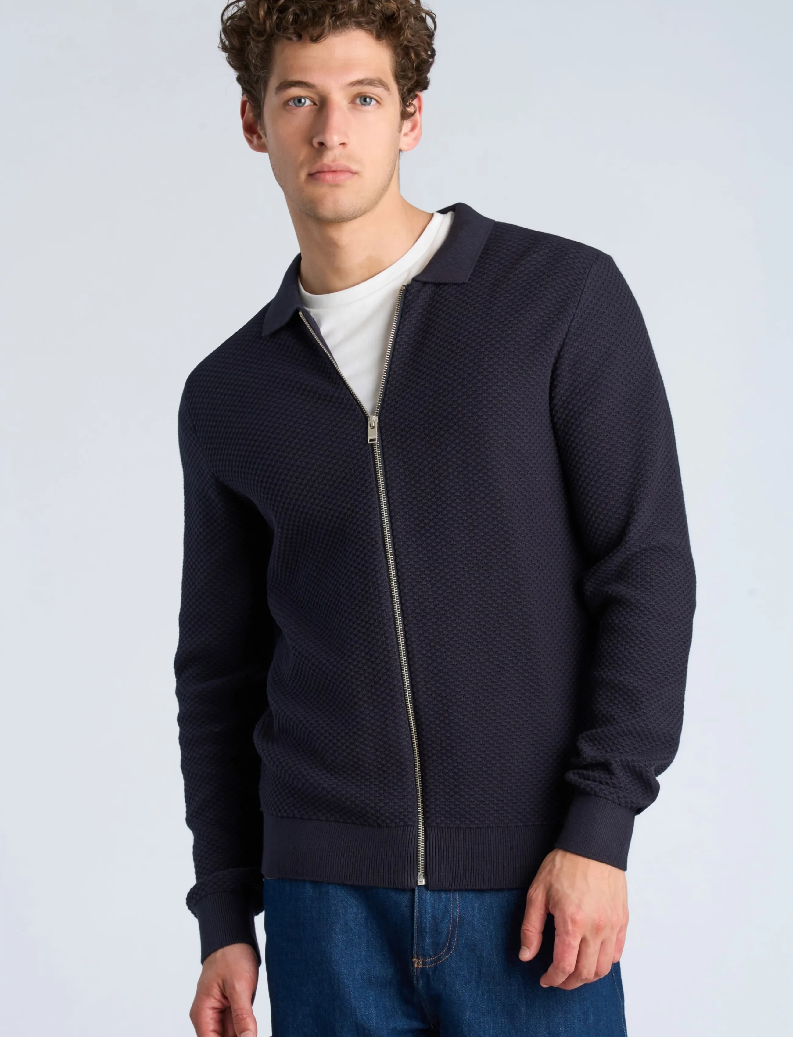 Lindbergh Structure L/S Polo Zip Cardigan herr – bild 2