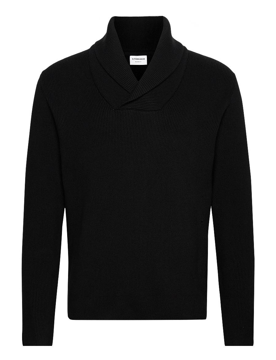 Lindbergh - Shawl collar rib knit - v-hals - black - 1