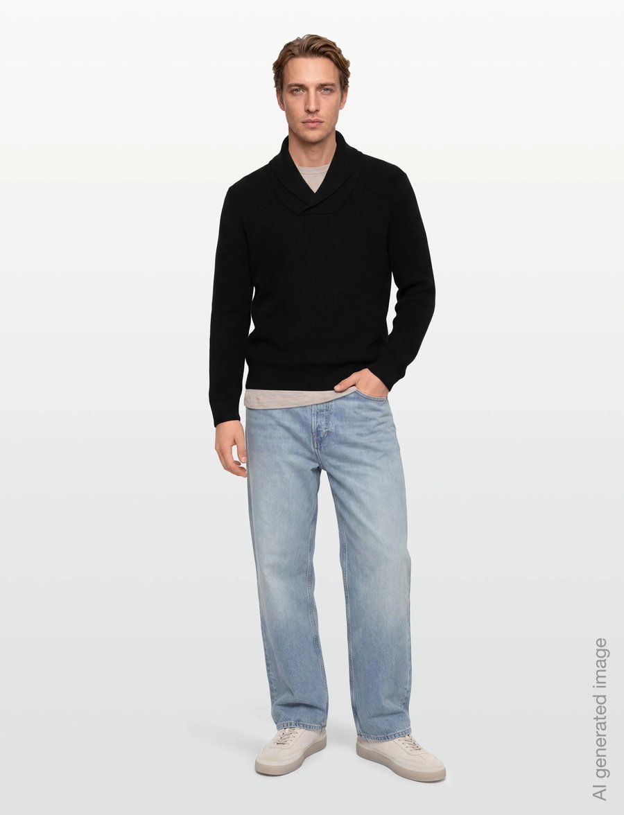 Lindbergh - Shawl collar rib knit - v-hals - black - 0