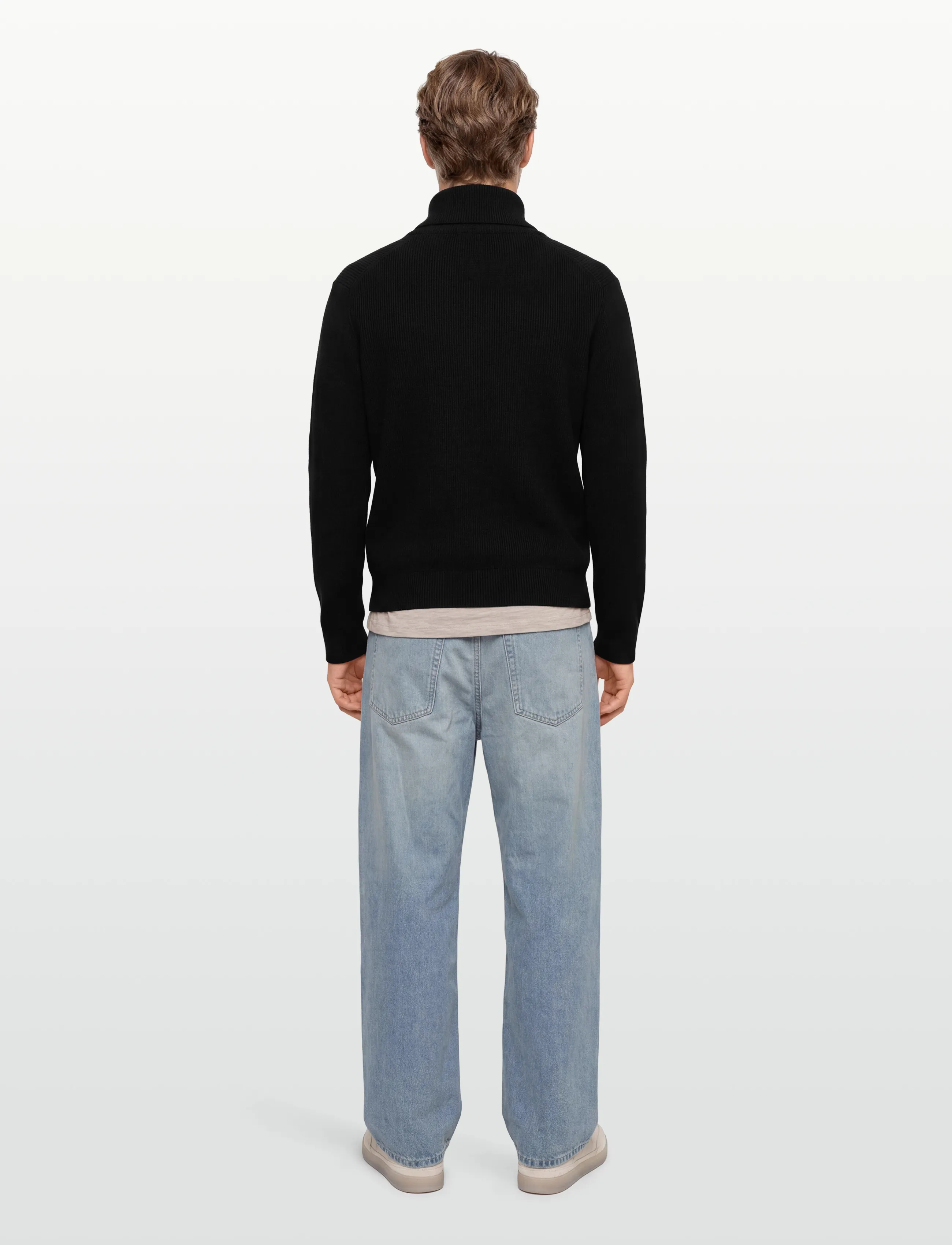 Lindbergh - Shawl collar rib knit - basic knitwear - black - 4