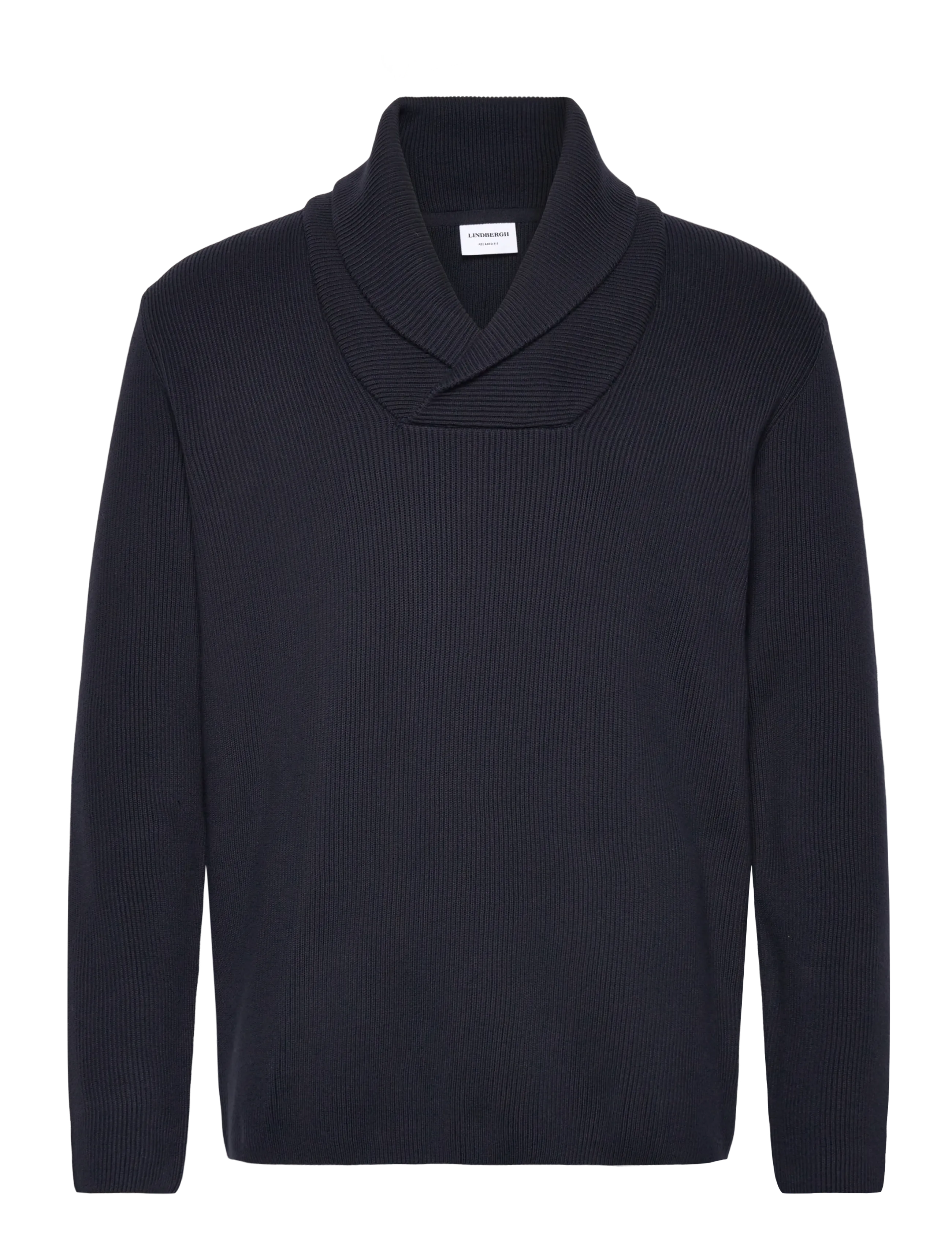 Lindbergh Shawl collar rib knit - V-hals - NAVY / navy