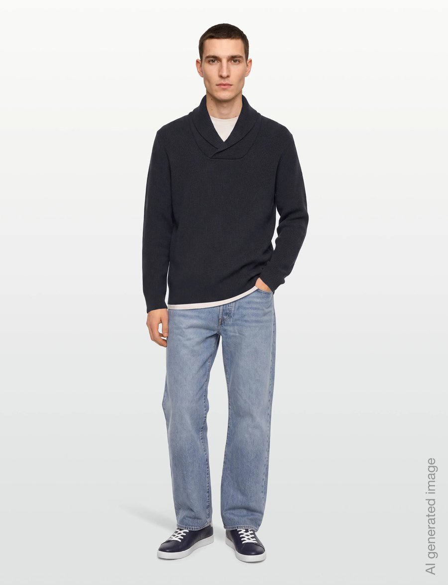 Lindbergh - Shawl collar rib knit - v-hals - navy - 0