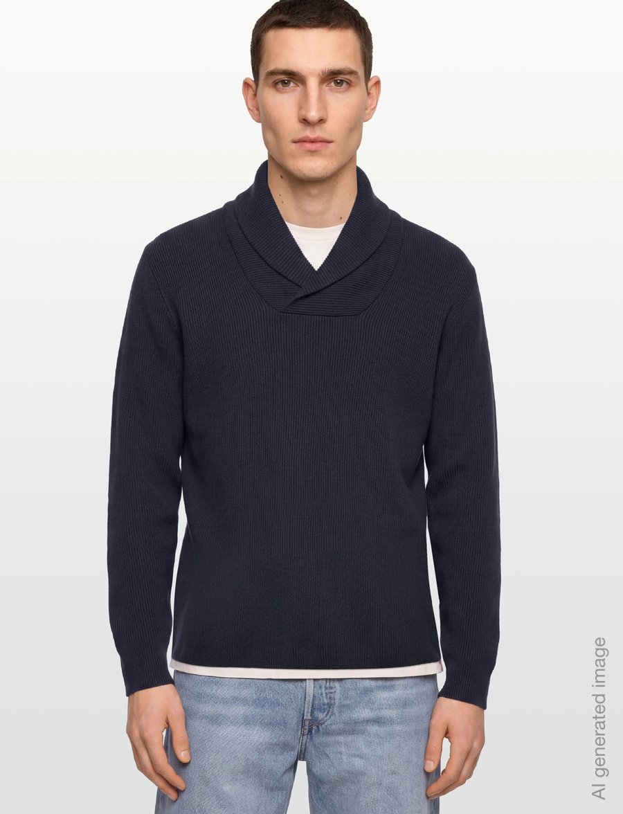 Lindbergh - Shawl collar rib knit - v-hals - navy - 3