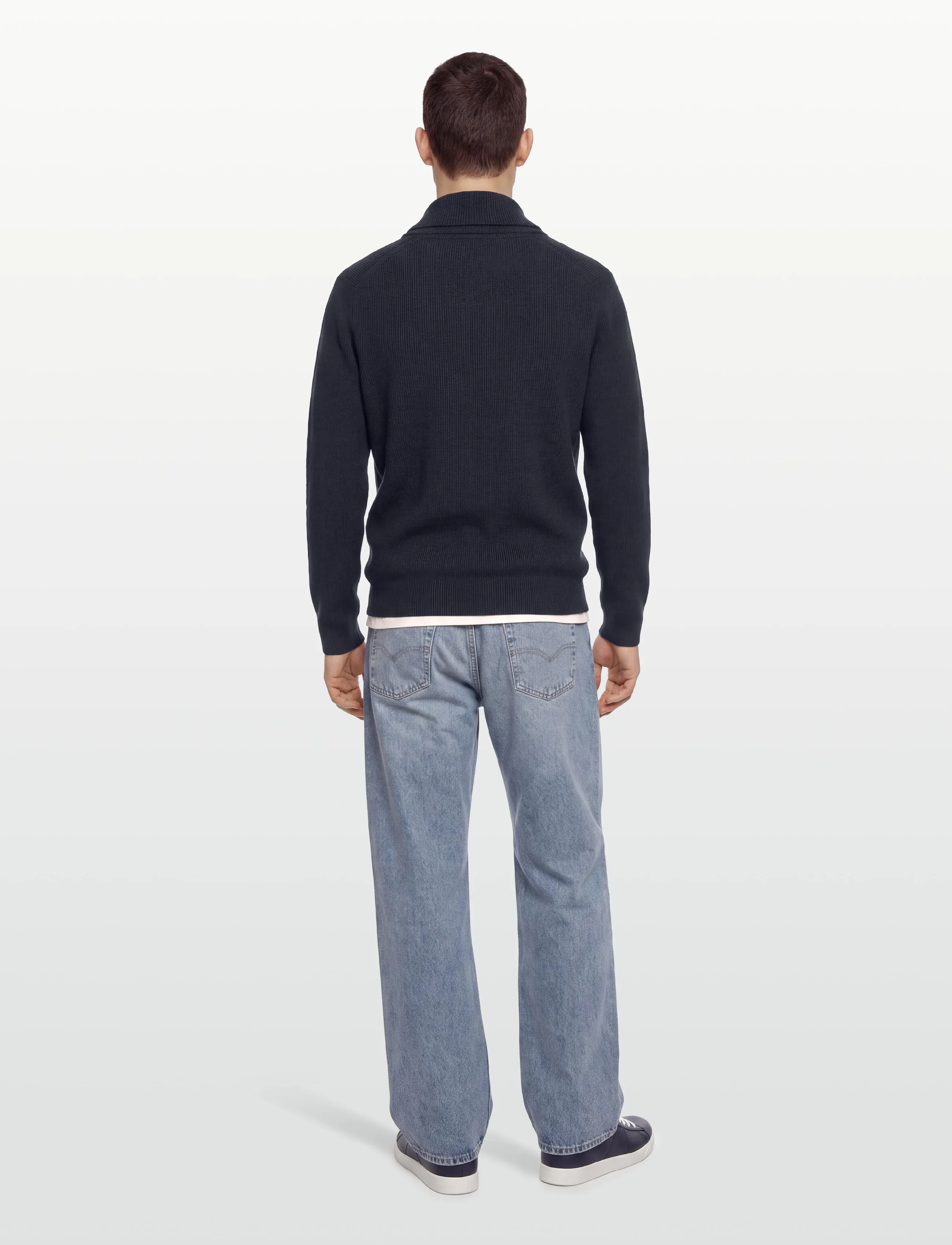 Lindbergh - Shawl collar rib knit - basic-strickmode - navy - 4