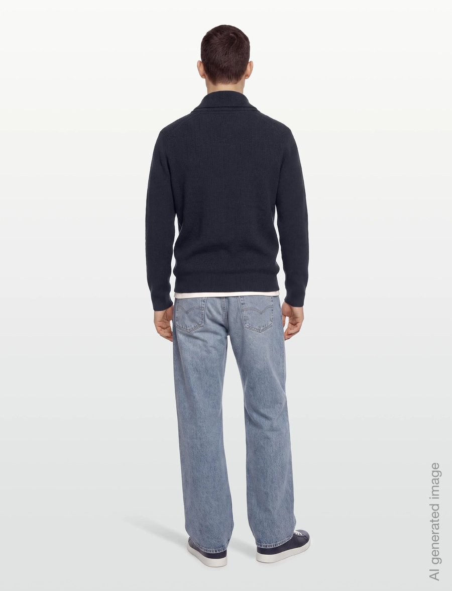 Lindbergh - Shawl collar rib knit - v-hals - navy - 4