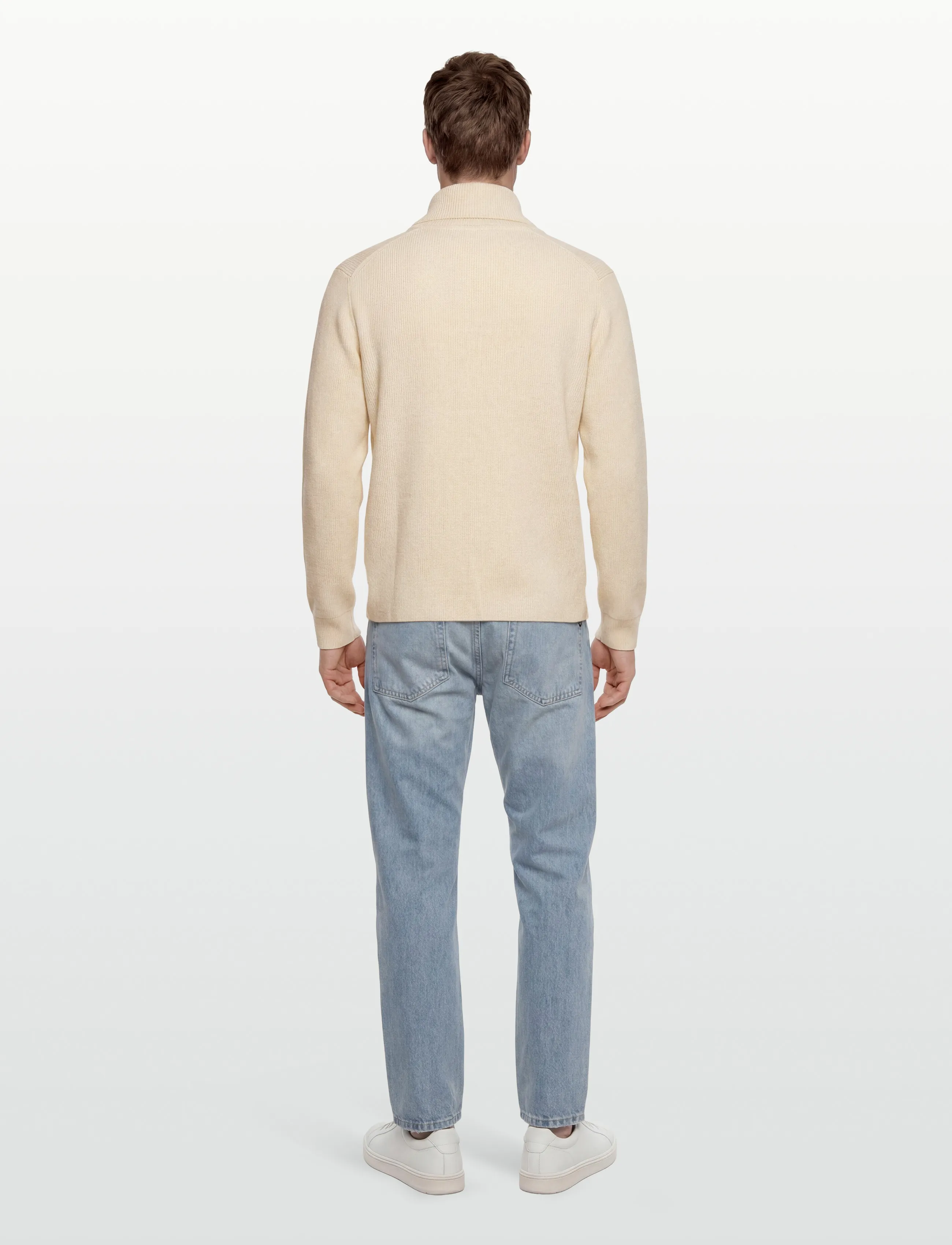 Lindbergh - Shawl collar rib knit - basic-strickmode - pearl white - 4