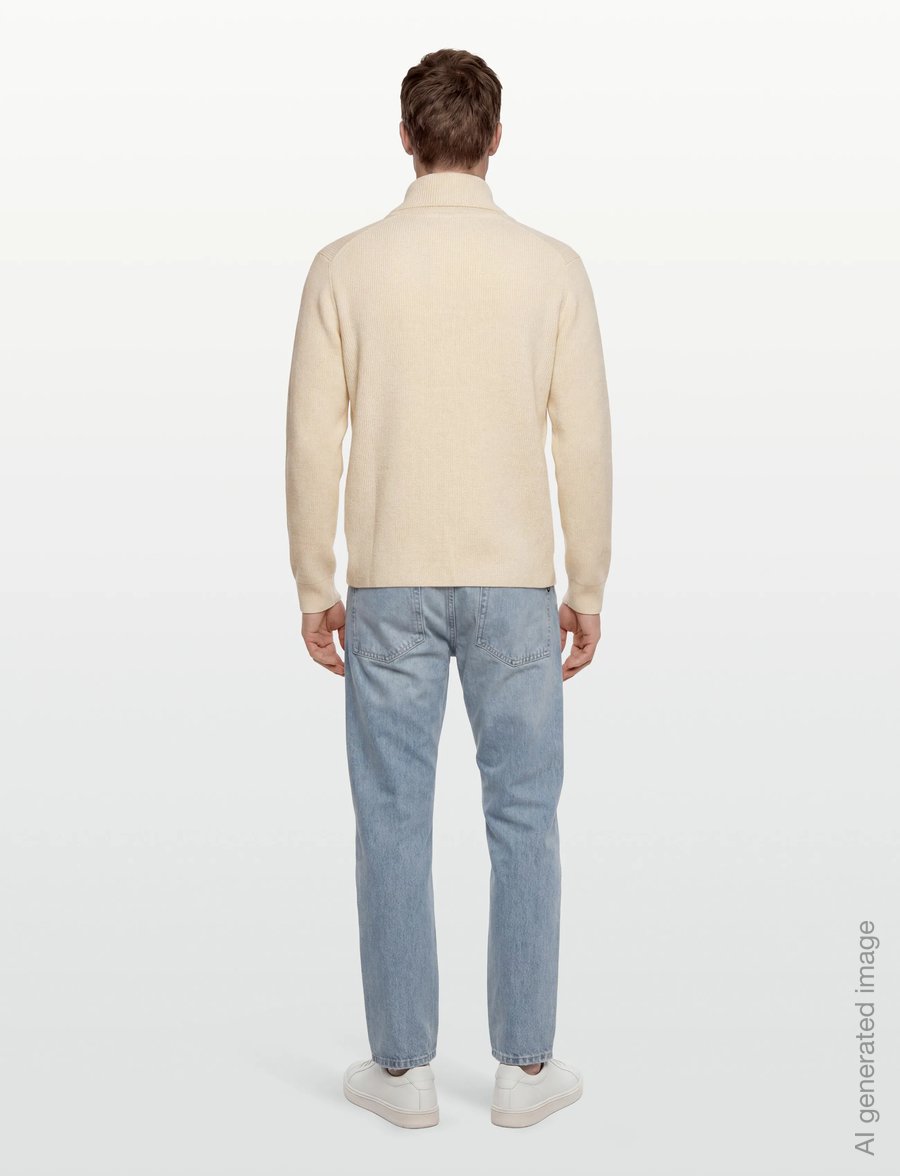 Lindbergh - Shawl collar rib knit - v-ringat - pearl white - 4