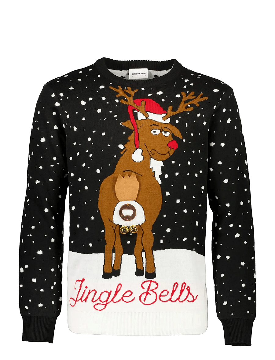 Lindbergh - 3D interactive xmas knit - rundhalsad - black - 1