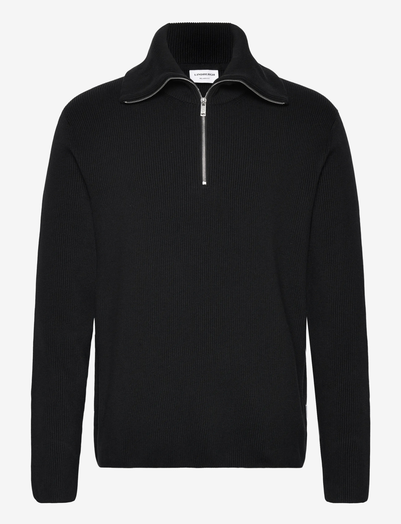 Lindbergh - Half zip rib knit w?. oversized col - pullover mit halbem reißverschluss - black - 0