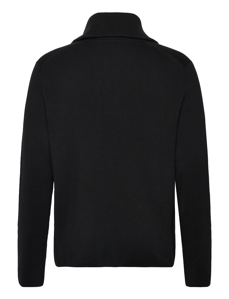 Lindbergh - Half zip rib knit w?. oversized col - half zip jumpers - black - 2