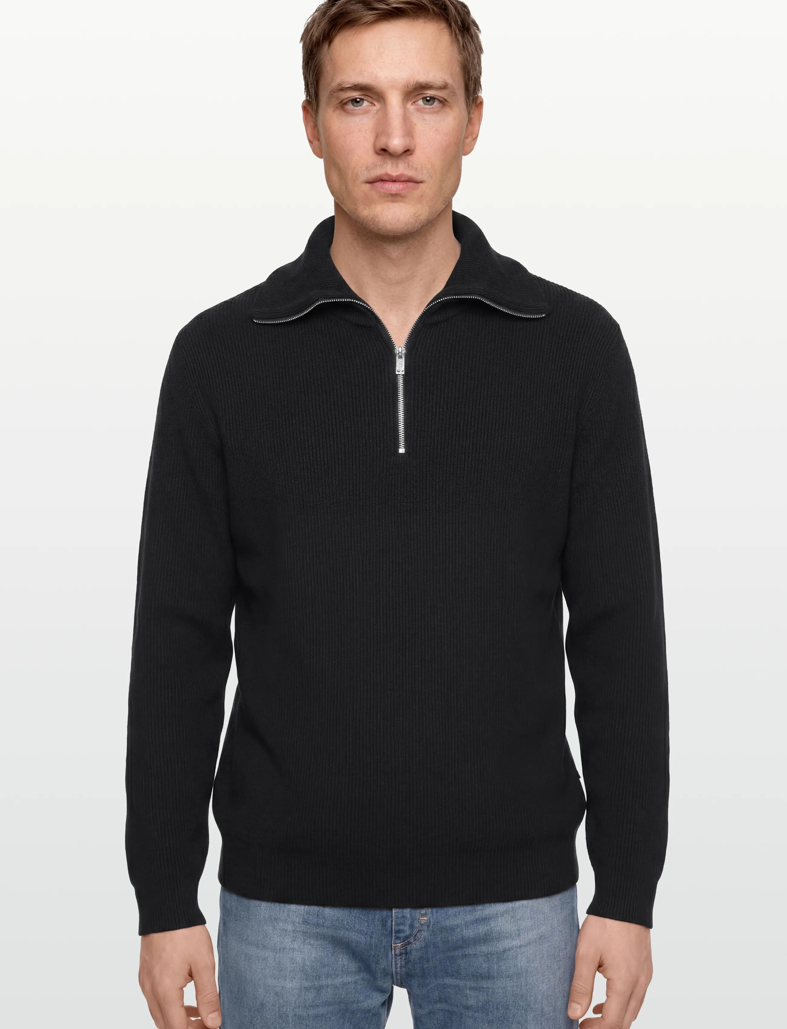 Lindbergh - Half zip rib knit w?. oversized col - miesten - black - 4