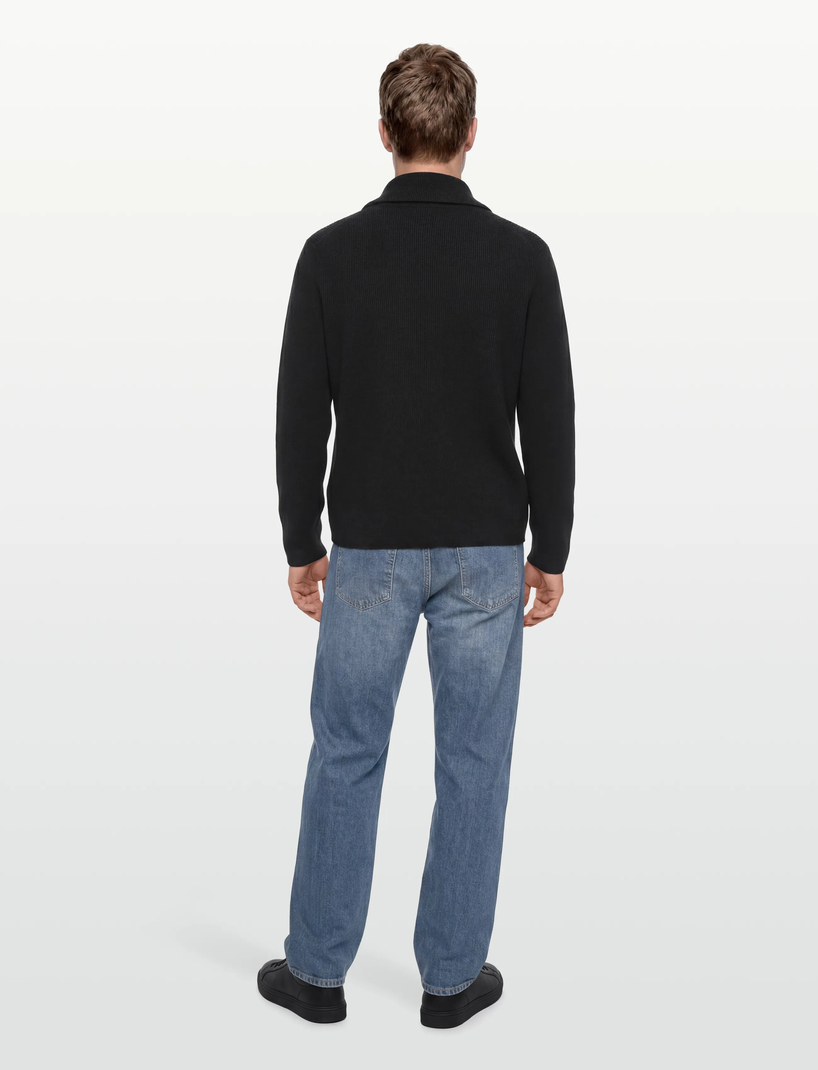 Lindbergh - Half zip rib knit w?. oversized col - miesten - black - 5