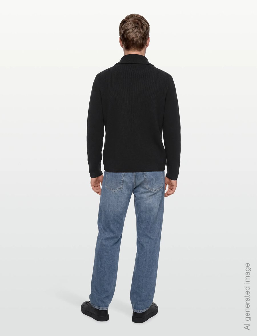 Lindbergh - Half zip rib knit w?. oversized col - half zip jumpers - black - 5