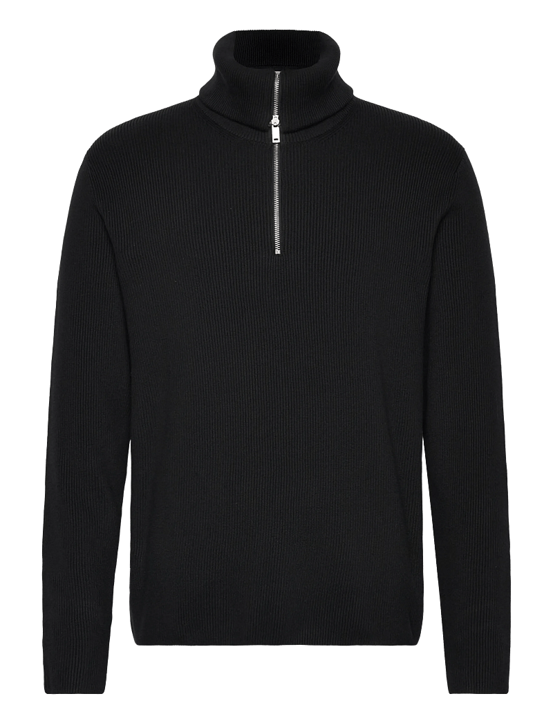 Lindbergh - Half zip rib knit w?. oversized col - pullover mit halbem reißverschluss - black - 2