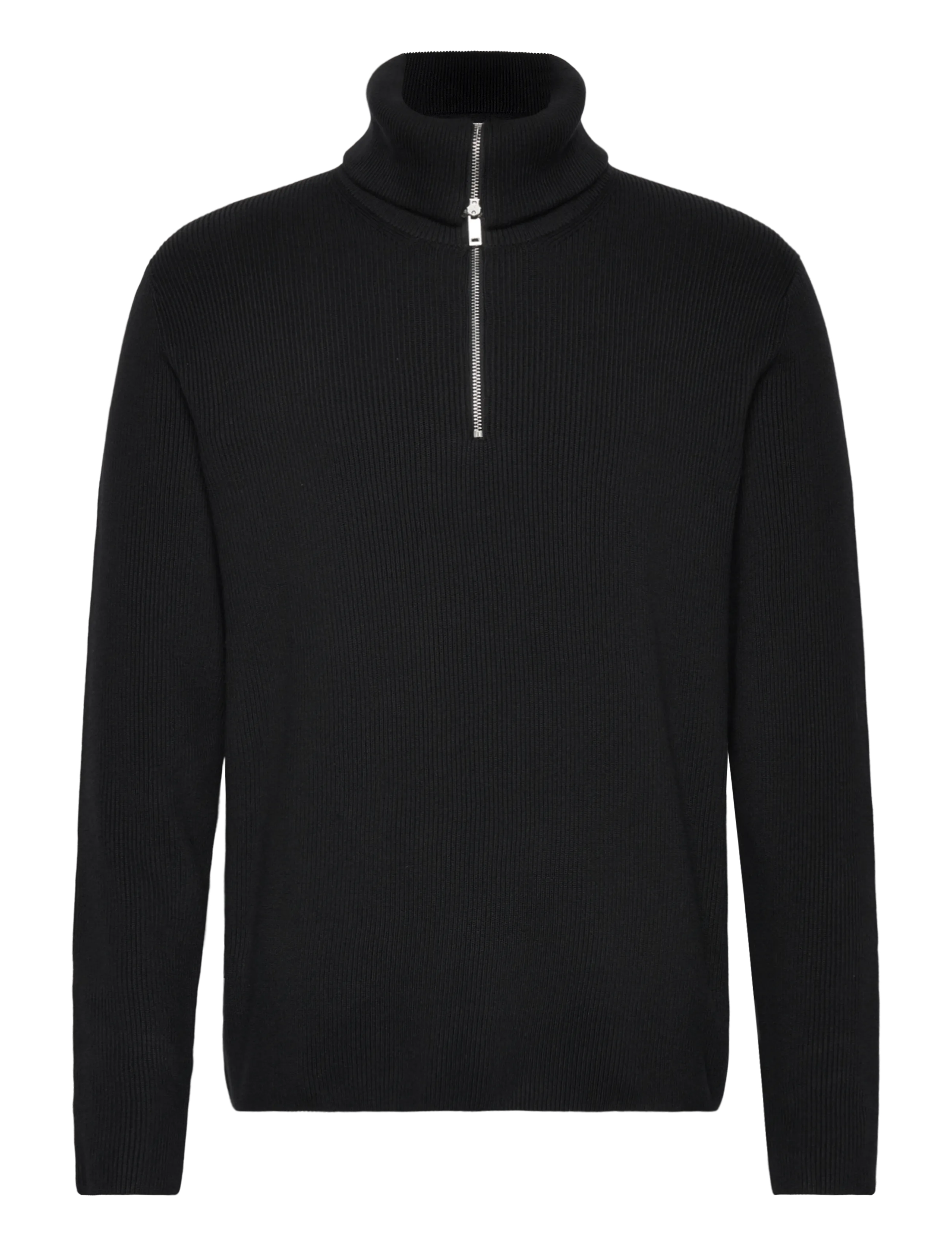 Lindbergh - Half zip rib knit w?. oversized col - tõmblukk-kaelusega džemprid - black - 2