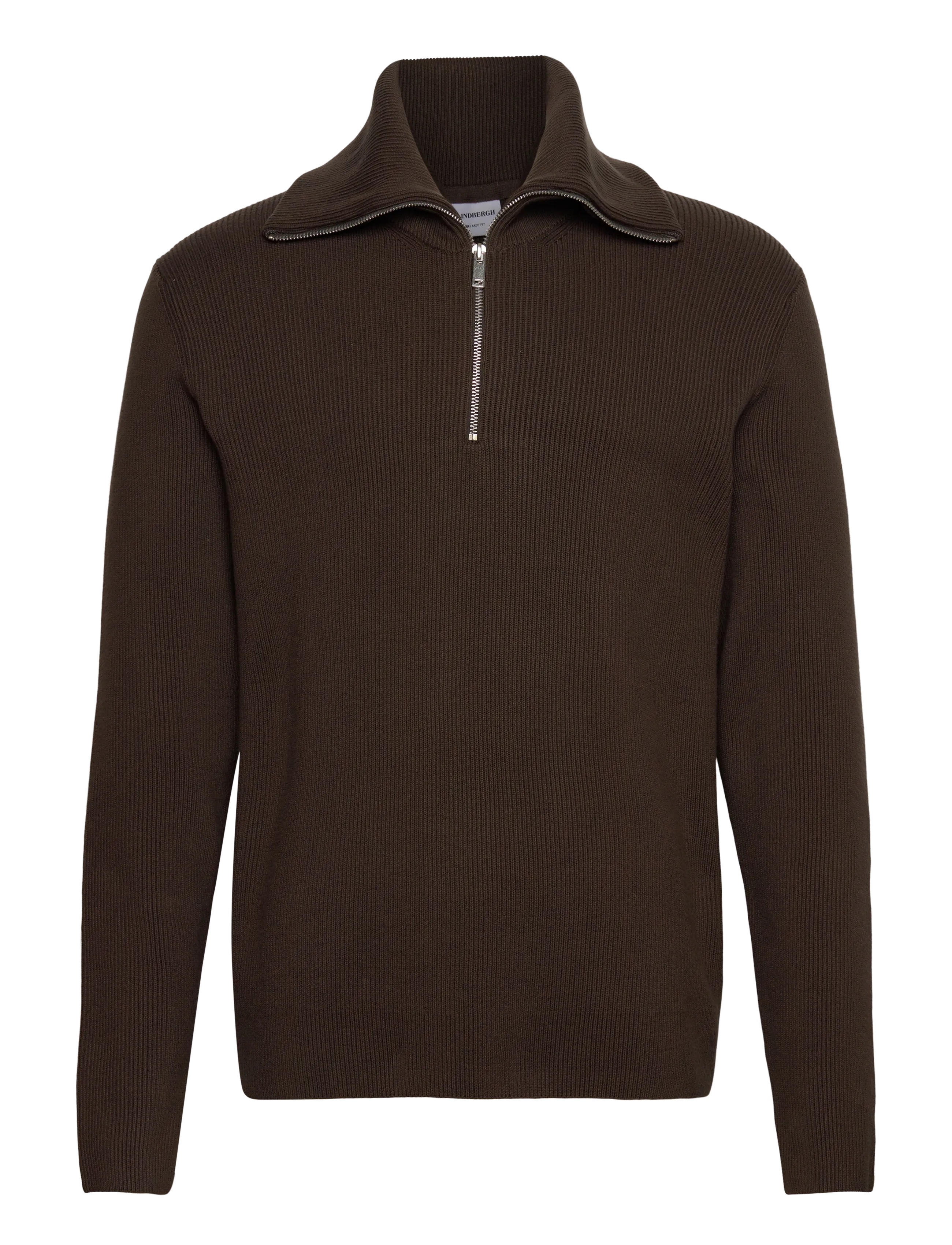 LINDBERGH Half Zip Rib Knit W?. Oversized Col Braun - M - Herren