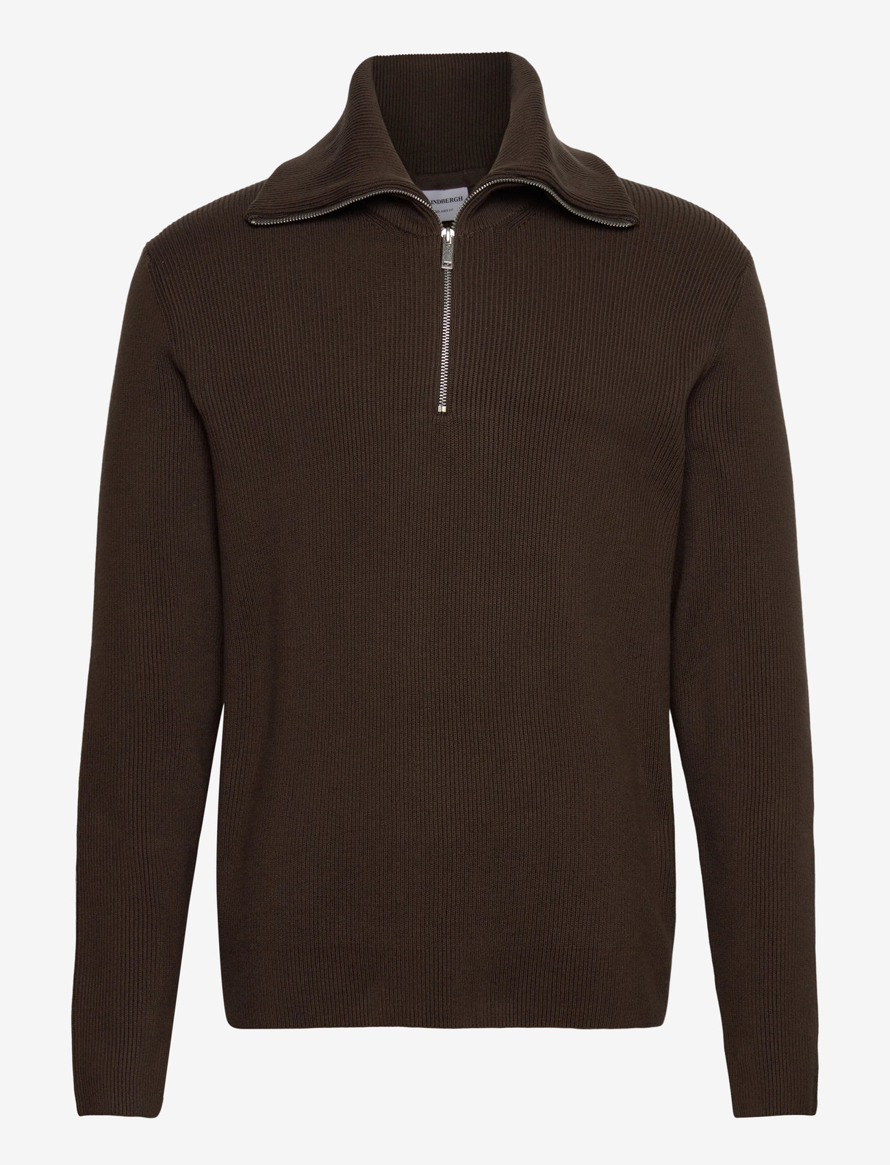 Lindbergh - Half zip rib knit w?. oversized col - half zip jumpers - brown - 0