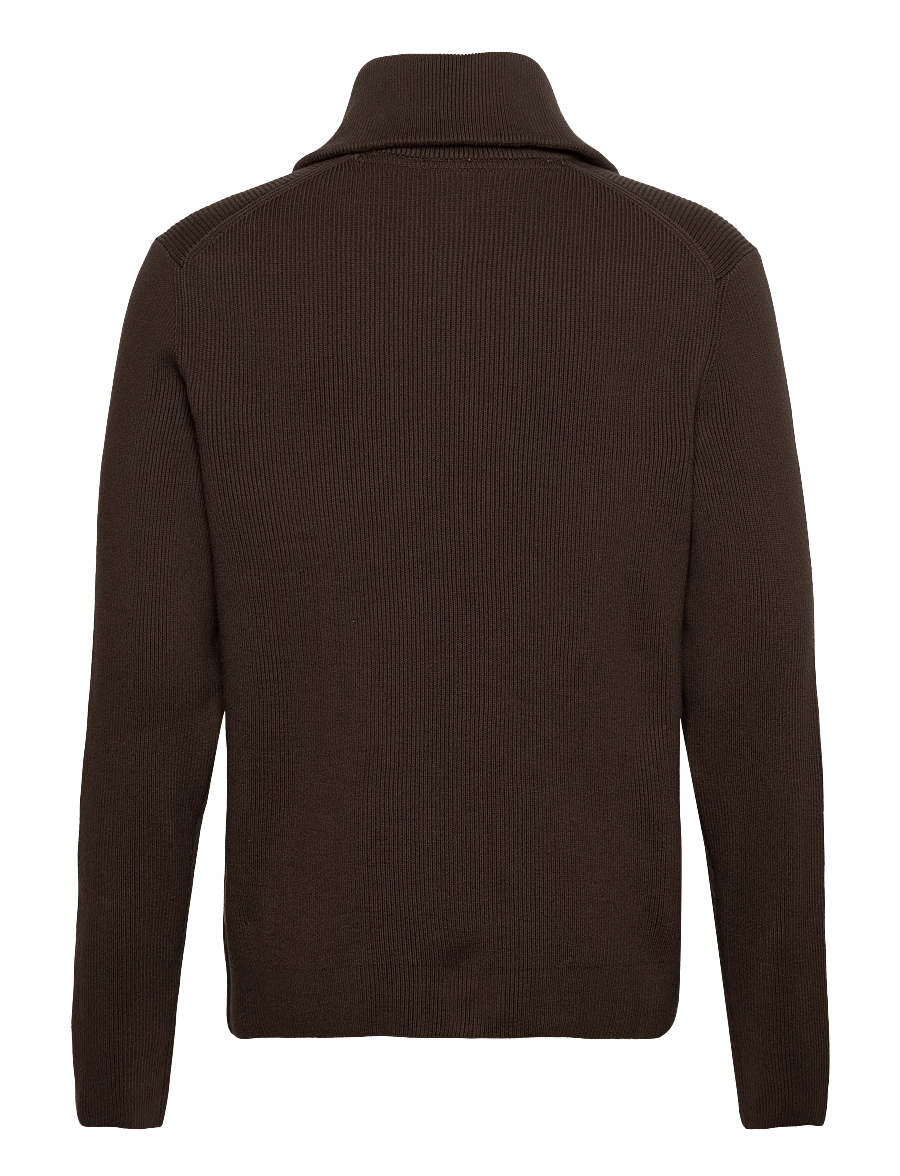Lindbergh - Half zip rib knit w?. oversized col - poolpika lukuga džemprid - brown - 2