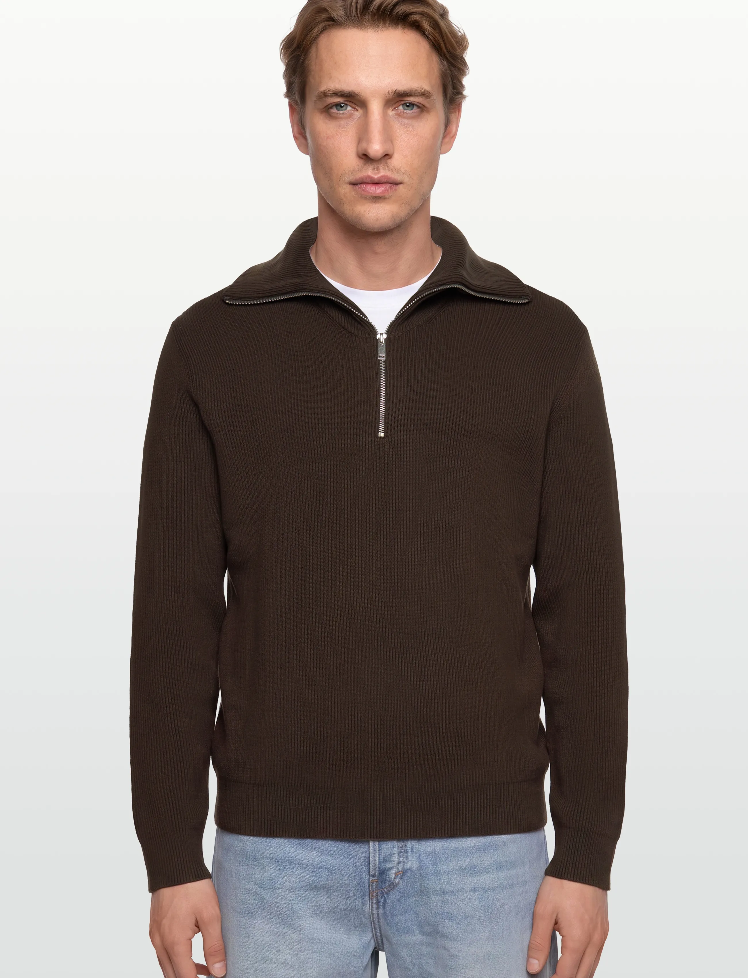 Lindbergh - Half zip rib knit w?. oversized col - pullover mit halbem reißverschluss - brown - 4