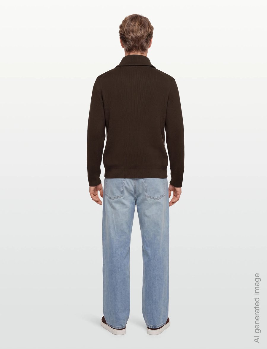 Lindbergh - Half zip rib knit w?. oversized col - poolpika lukuga džemprid - brown - 5