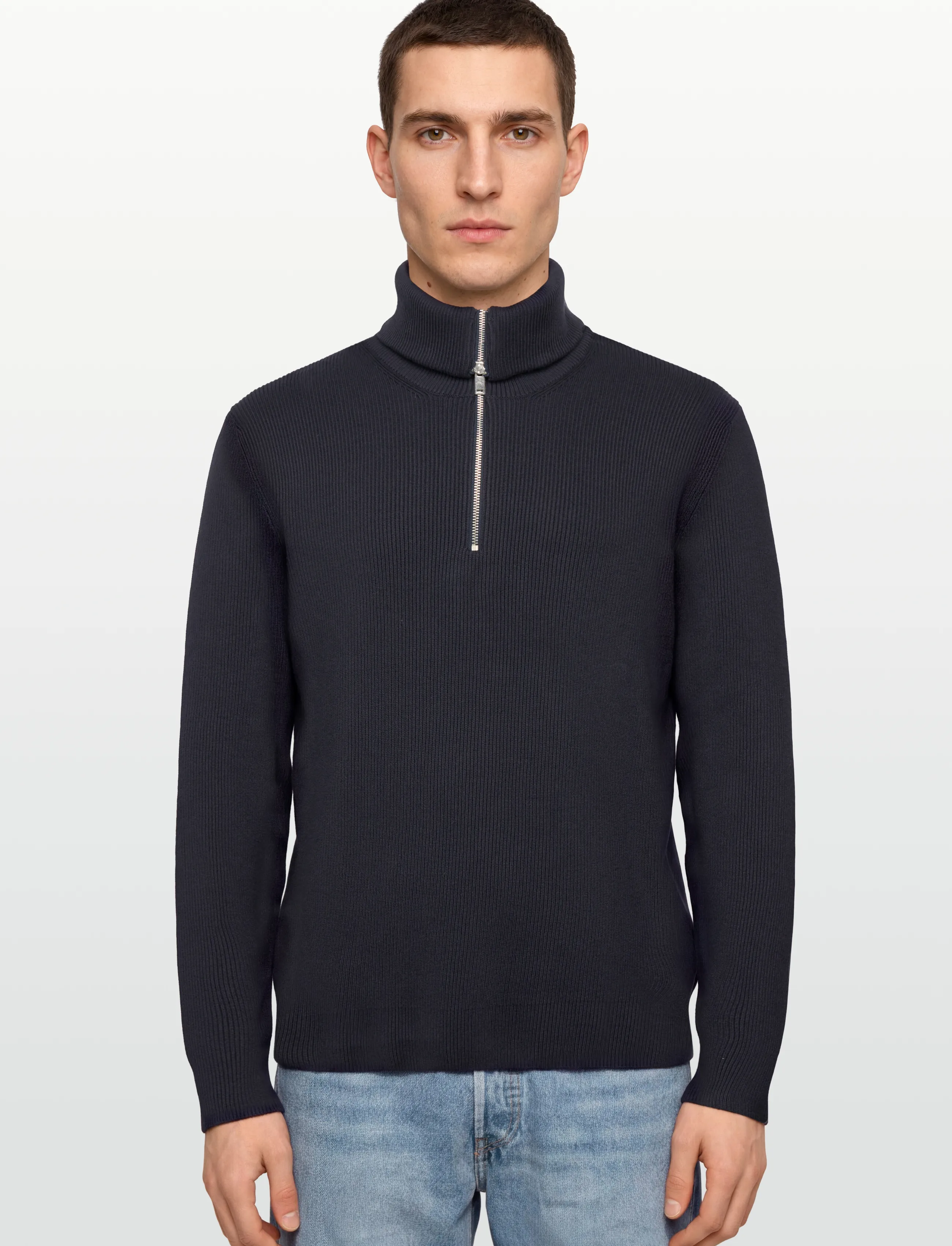 Lindbergh - Half zip rib knit w?. oversized col - män - navy - 4