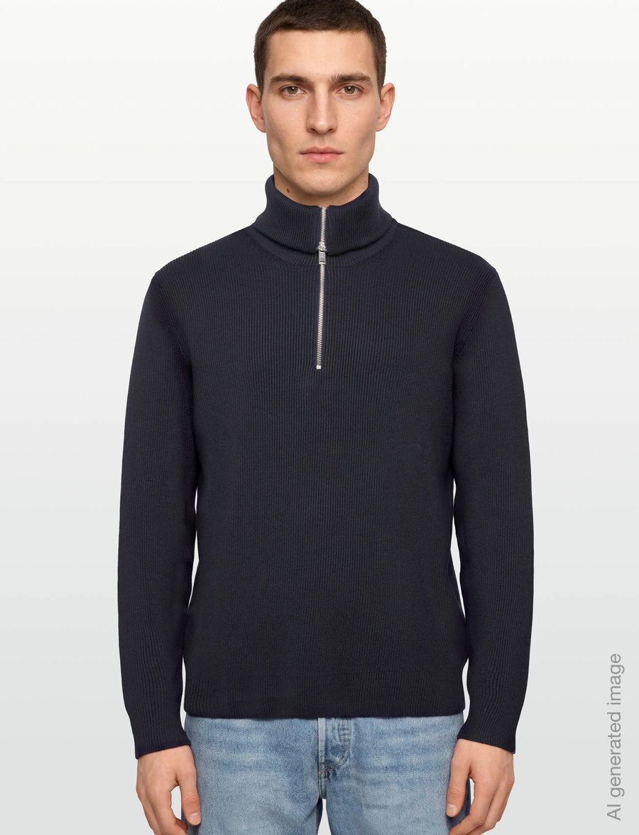 Lindbergh - Half zip rib knit w?. oversized col - half zip jumpers - navy - 4