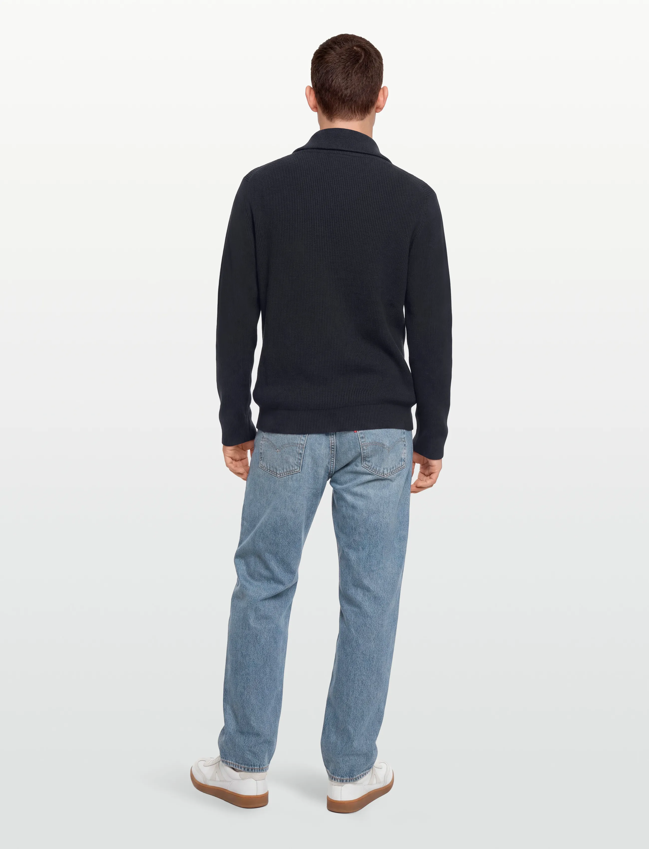 Lindbergh - Half zip rib knit w?. oversized col - män - navy - 5