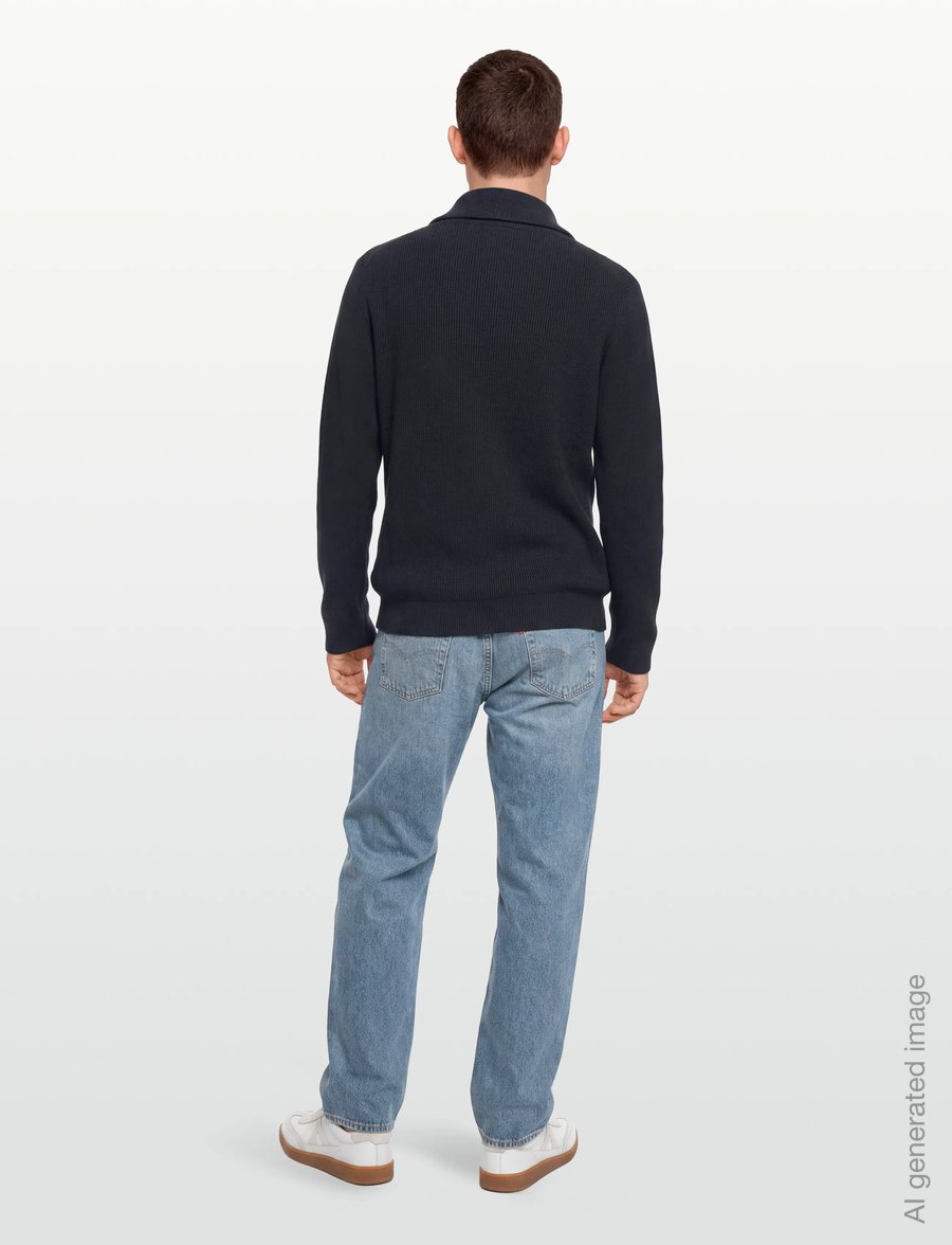 Lindbergh - Half zip rib knit w?. oversized col - half zip jumpers - navy - 5