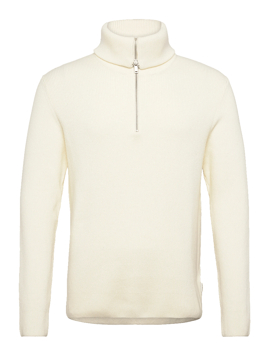 Lindbergh - Half zip rib knit w?. oversized col - halfzip strik - pearl white - 1