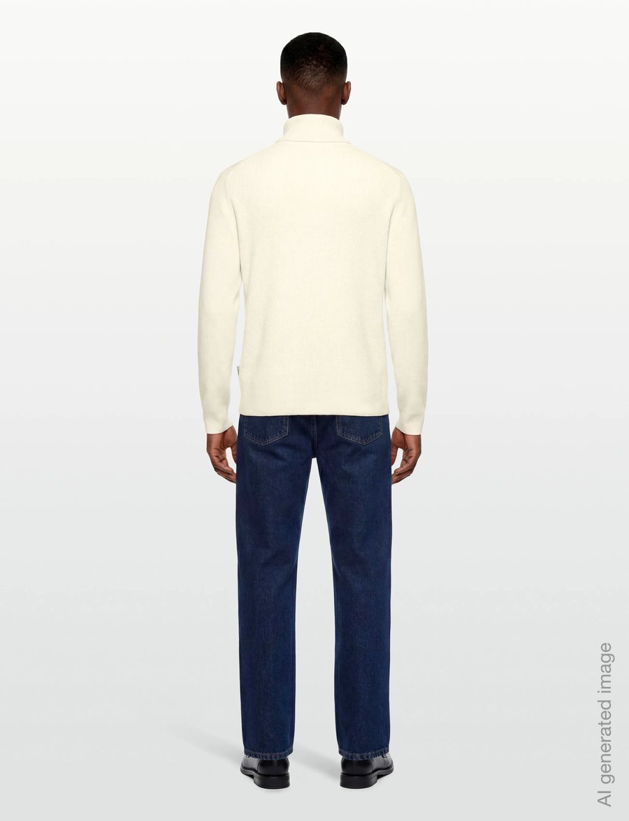 Lindbergh - Half zip rib knit w?. oversized col - halfzip strik - pearl white - 5