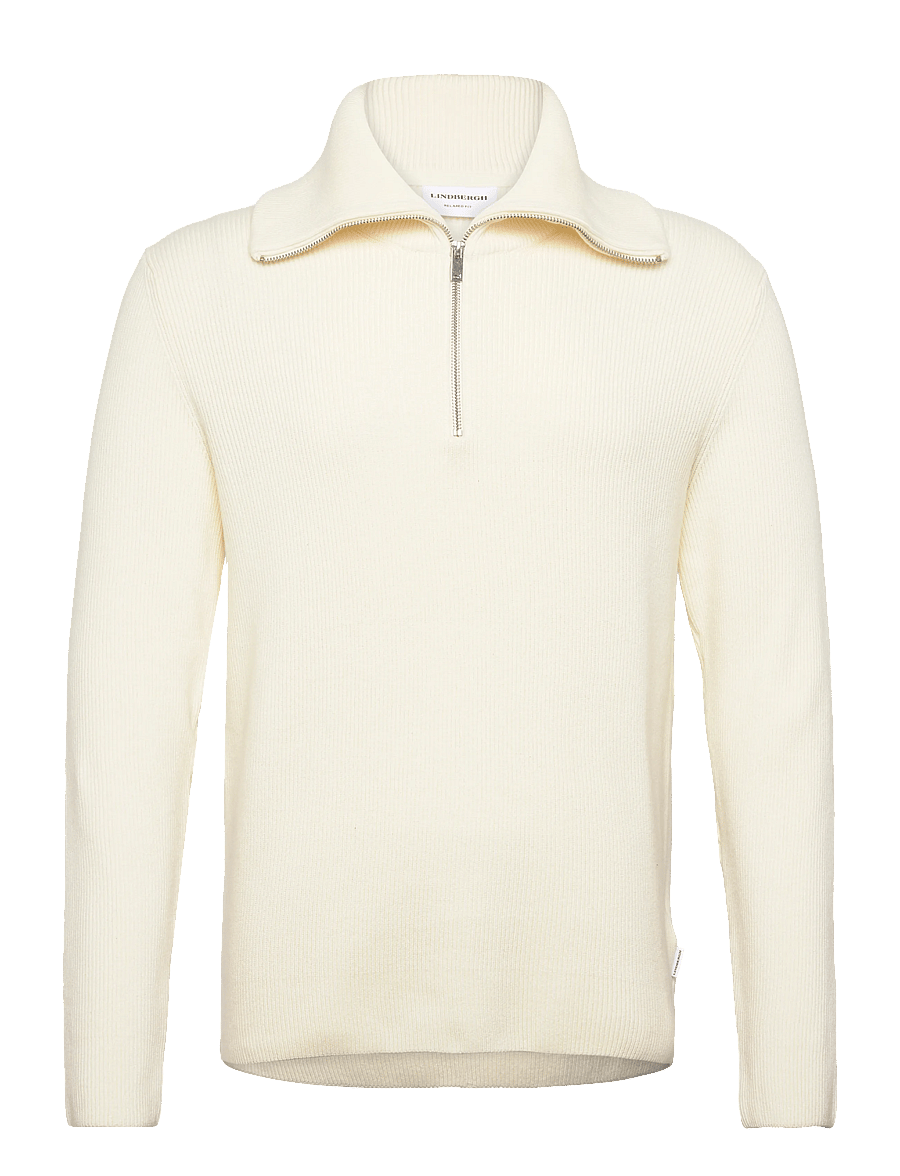 Lindbergh - Half zip rib knit w?. oversized col - halfzip strik - pearl white - 3