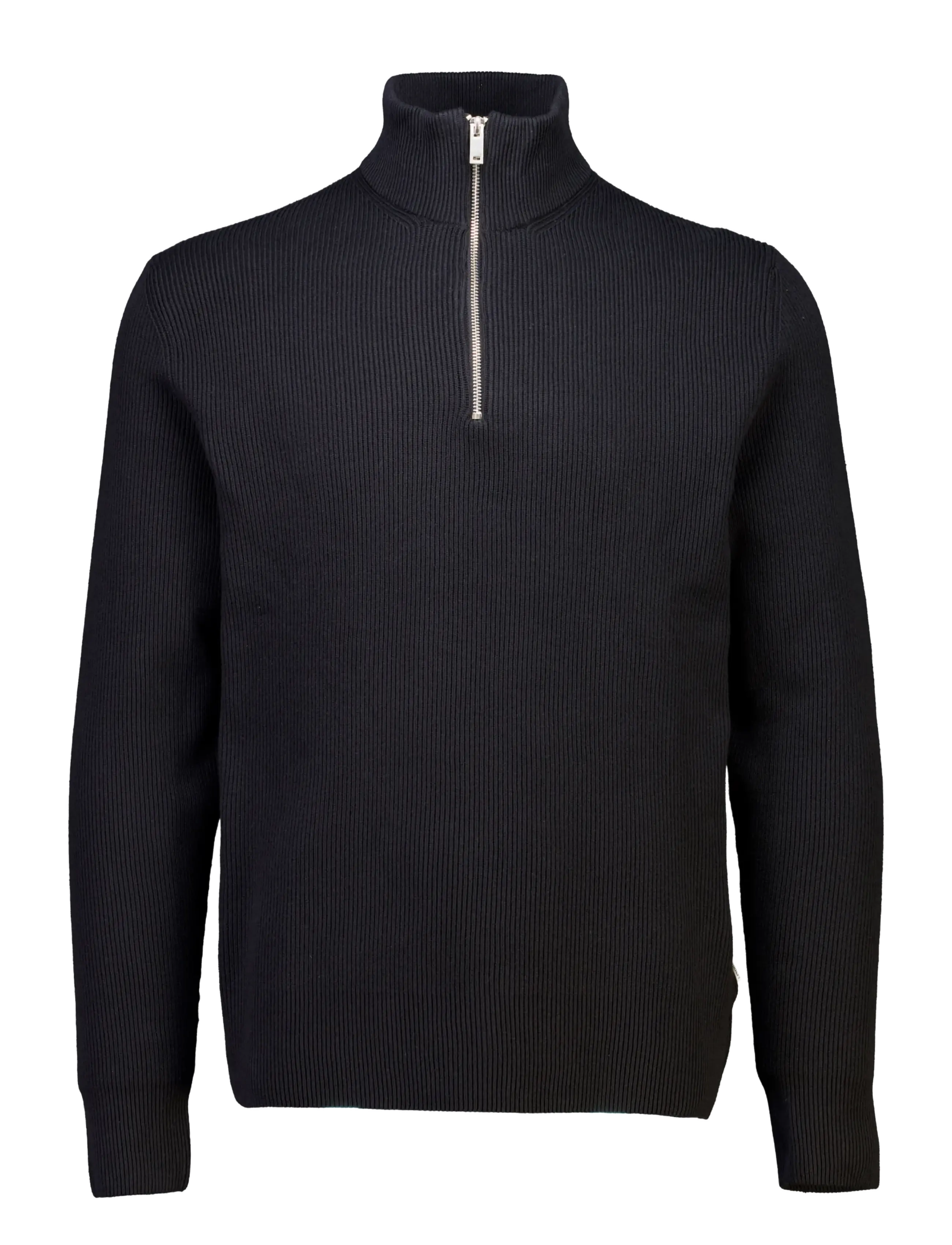Lindbergh Half zip rib knit - Lindbergh - BLACK / black