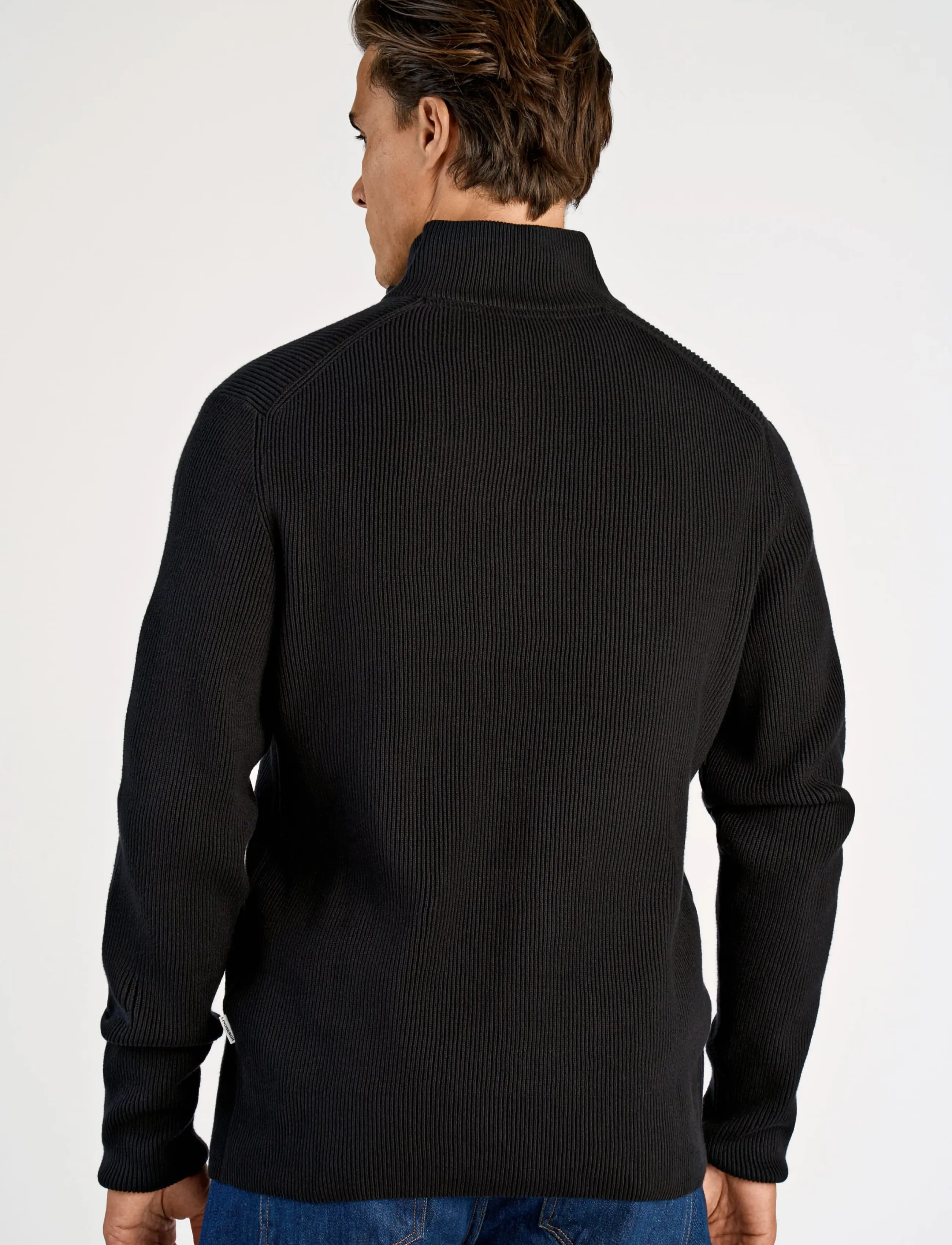 Lindbergh - Half zip rib knit - half zip-tröjor - black - 4
