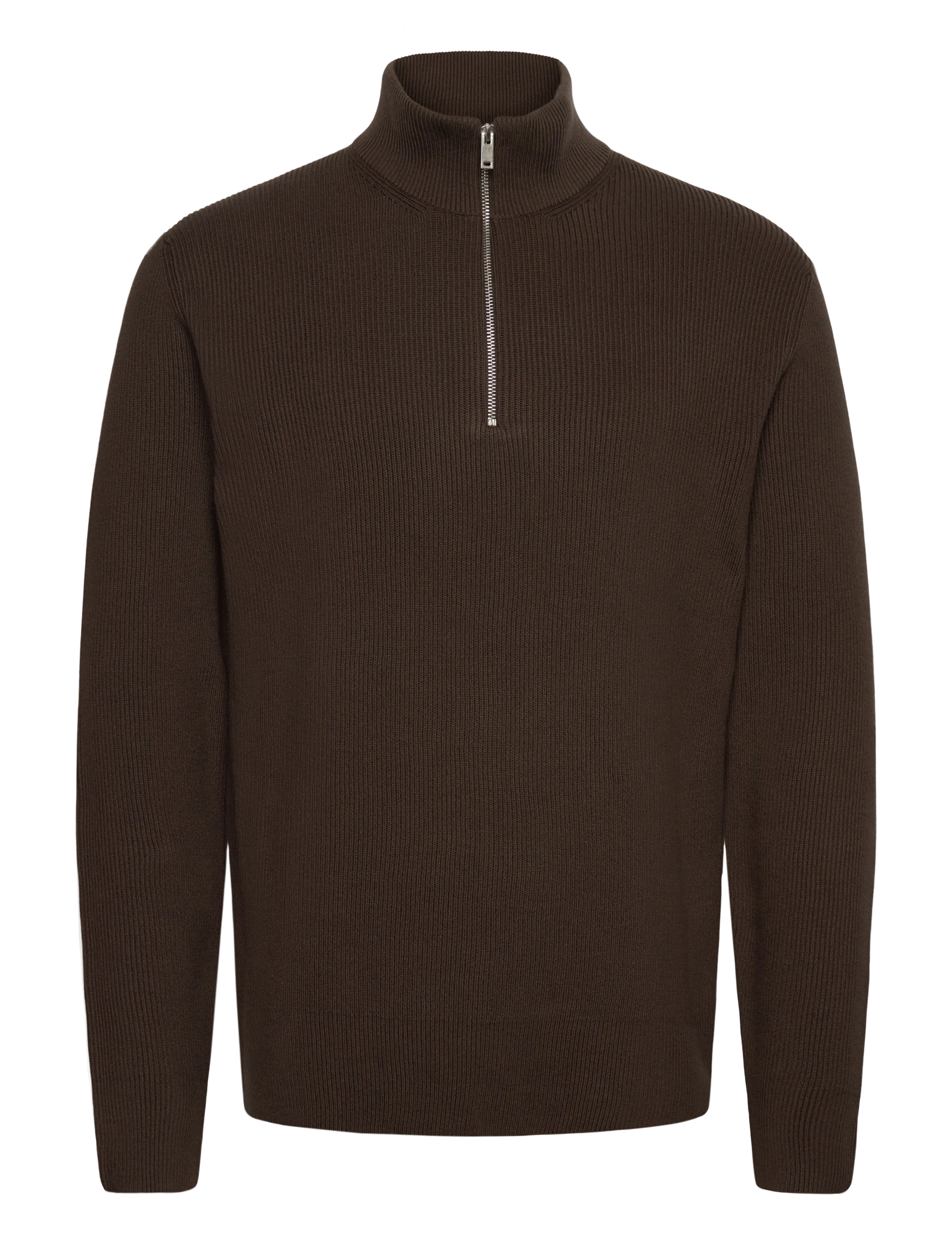 Half zip rib knit - BROWN