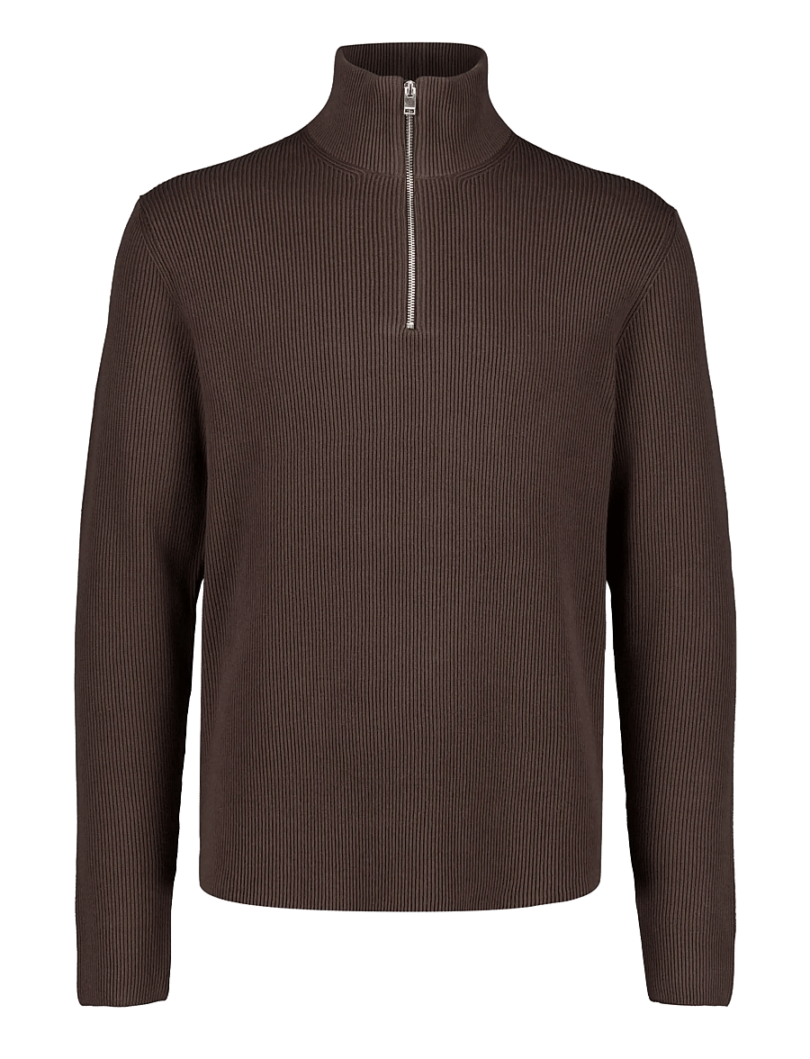 Lindbergh - Half zip rib knit - half zip-tröjor - dk brown - 0
