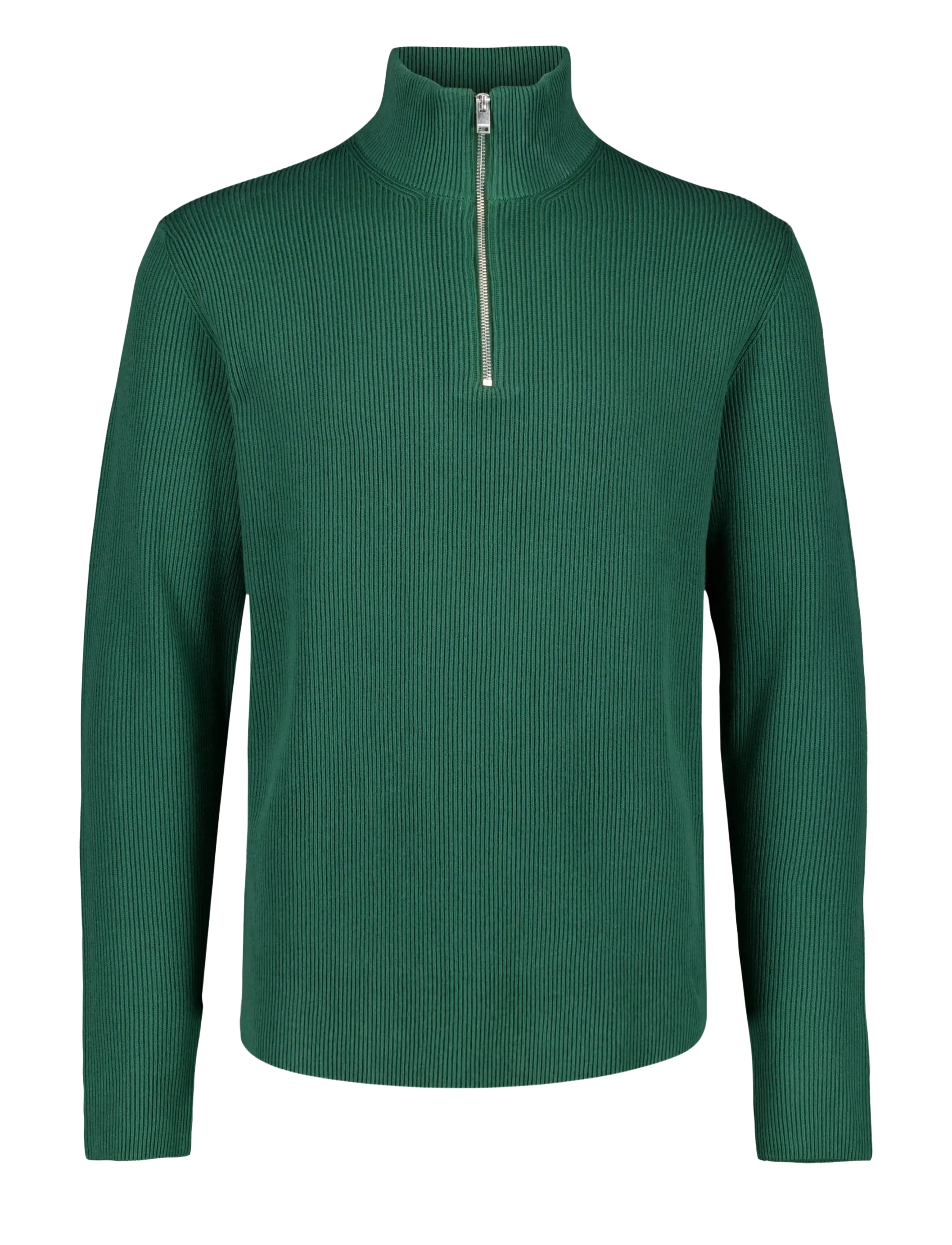 Lindbergh Half zip rib knit - Lindbergh - DK GREEN / green