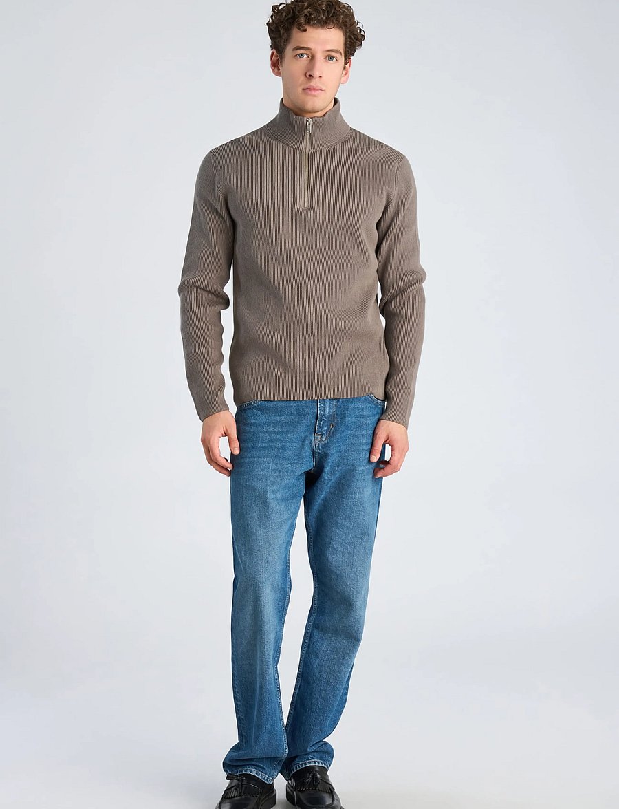 Lindbergh - Half zip rib knit - half zip-tröjor - grey stone - 0