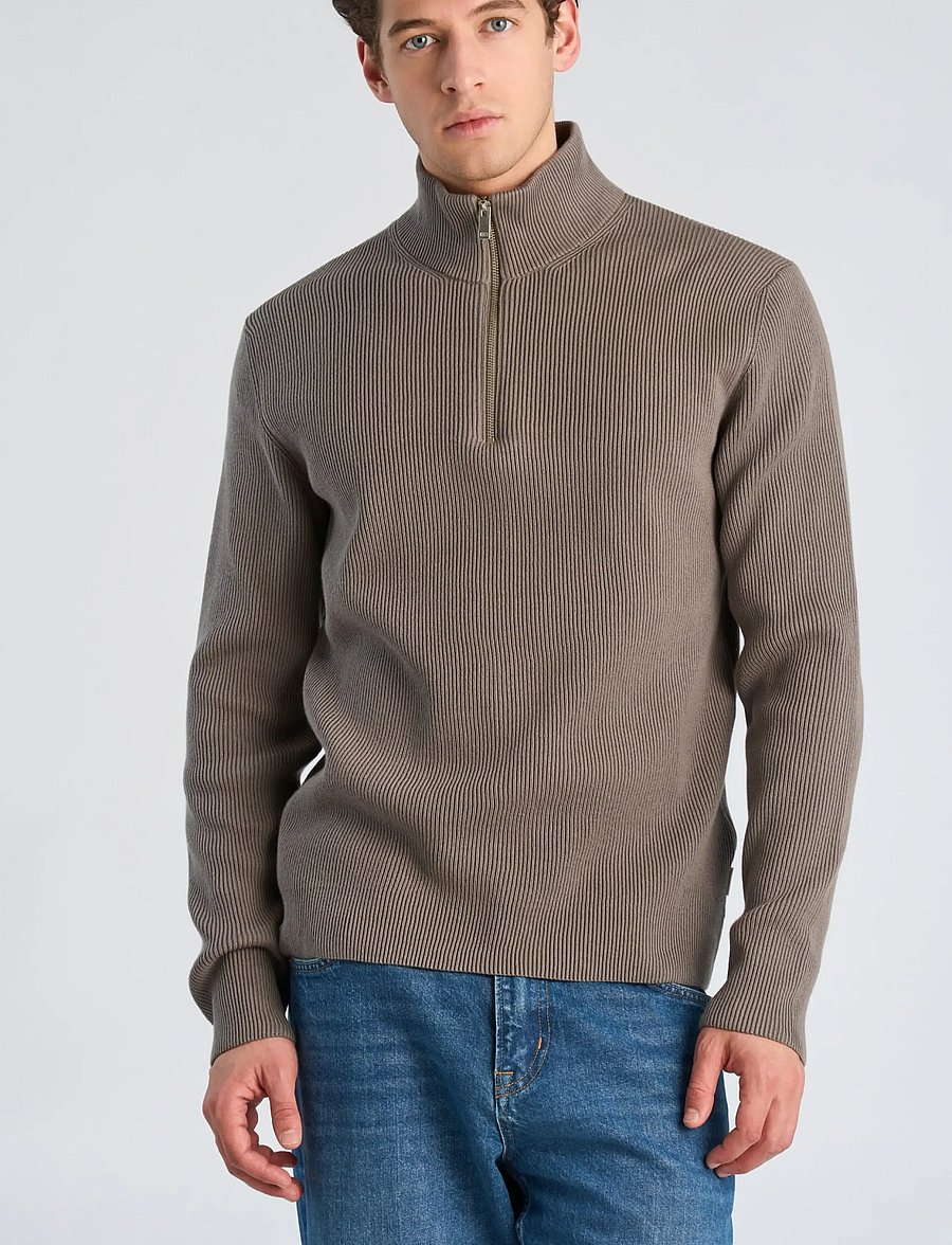 Lindbergh - Half zip rib knit - half zip-tröjor - grey stone - 3