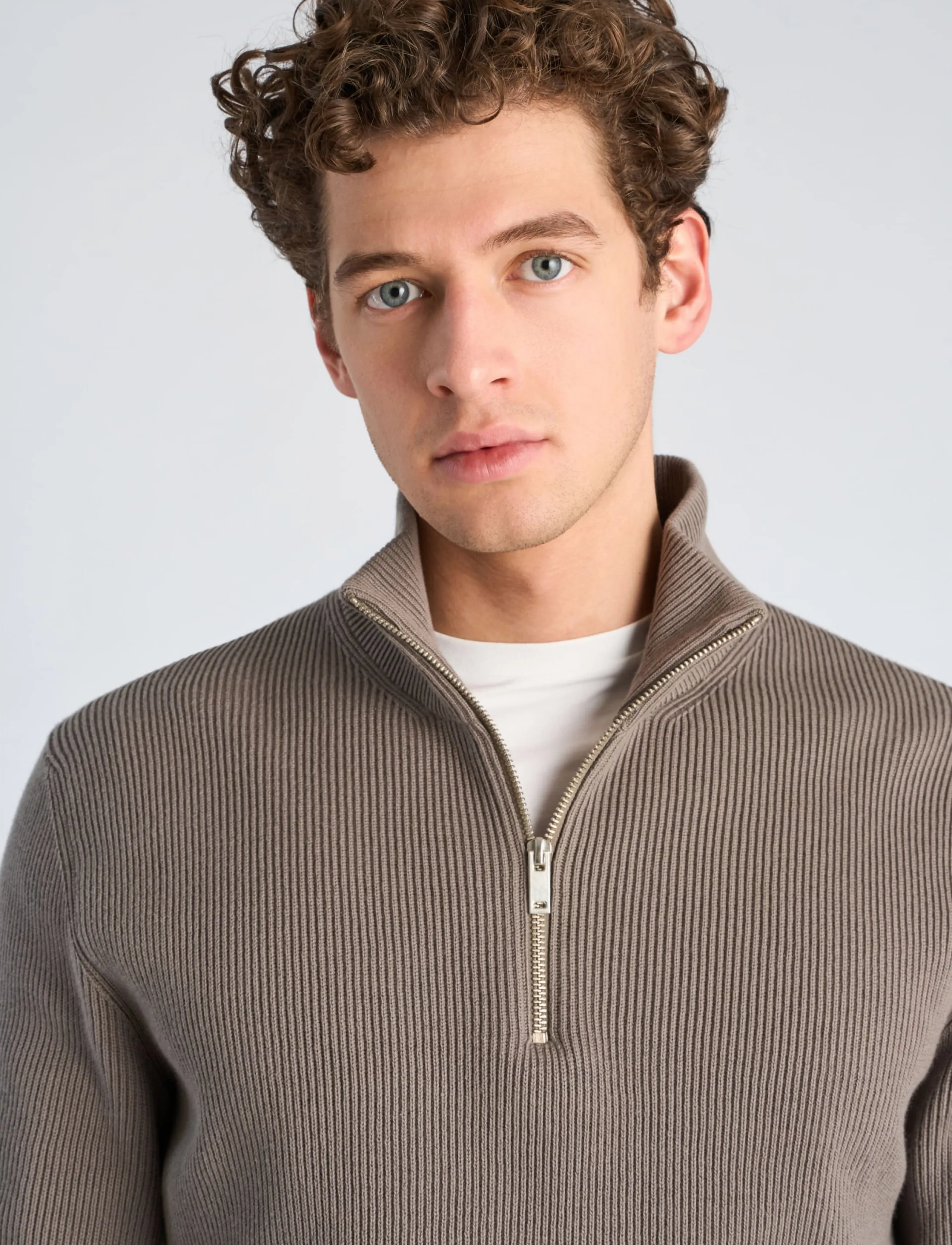 Lindbergh - Half zip rib knit - half zip-tröjor - grey stone - 5