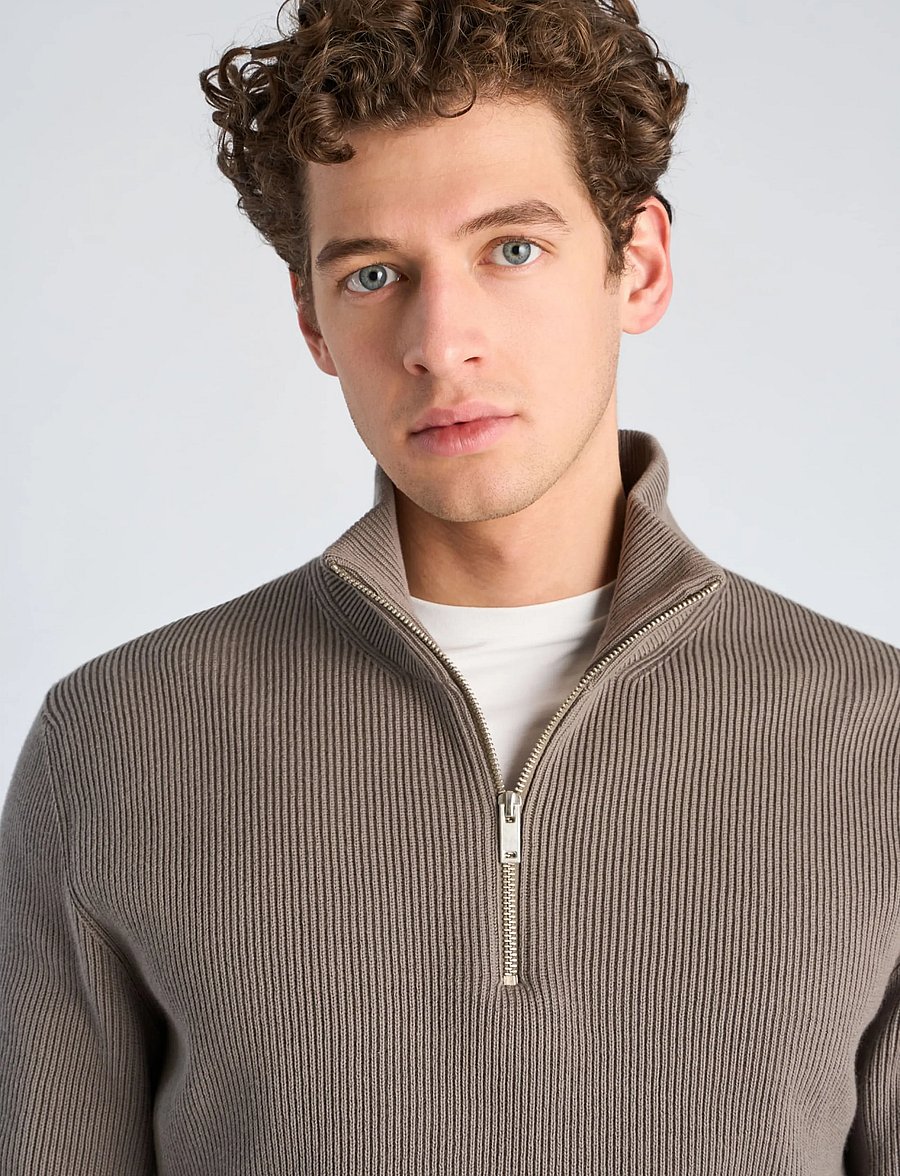 Lindbergh - Half zip rib knit - half zip-tröjor - grey stone - 5