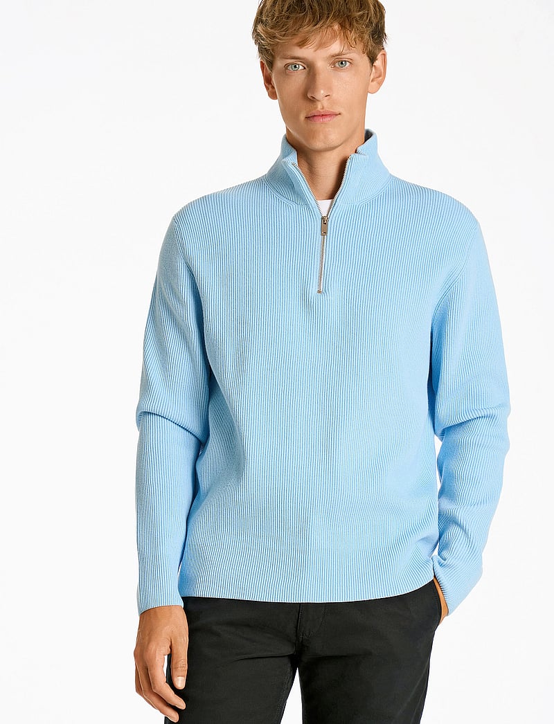 Lindbergh - Half zip rib knit - pullover mit halbem reißverschluss - lt blue - 3