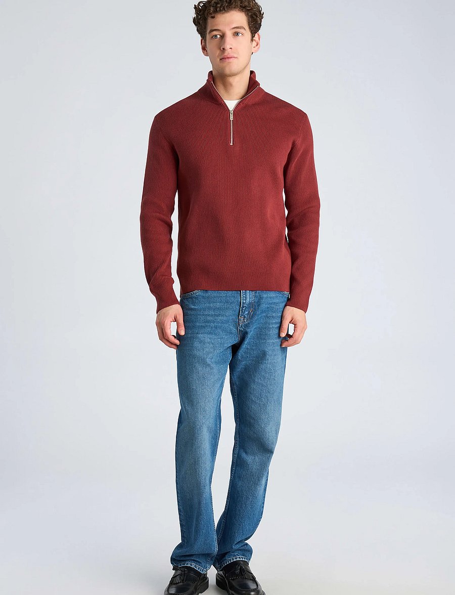 Lindbergh - Half zip rib knit - half zip-tröjor - lt burgundy - 0