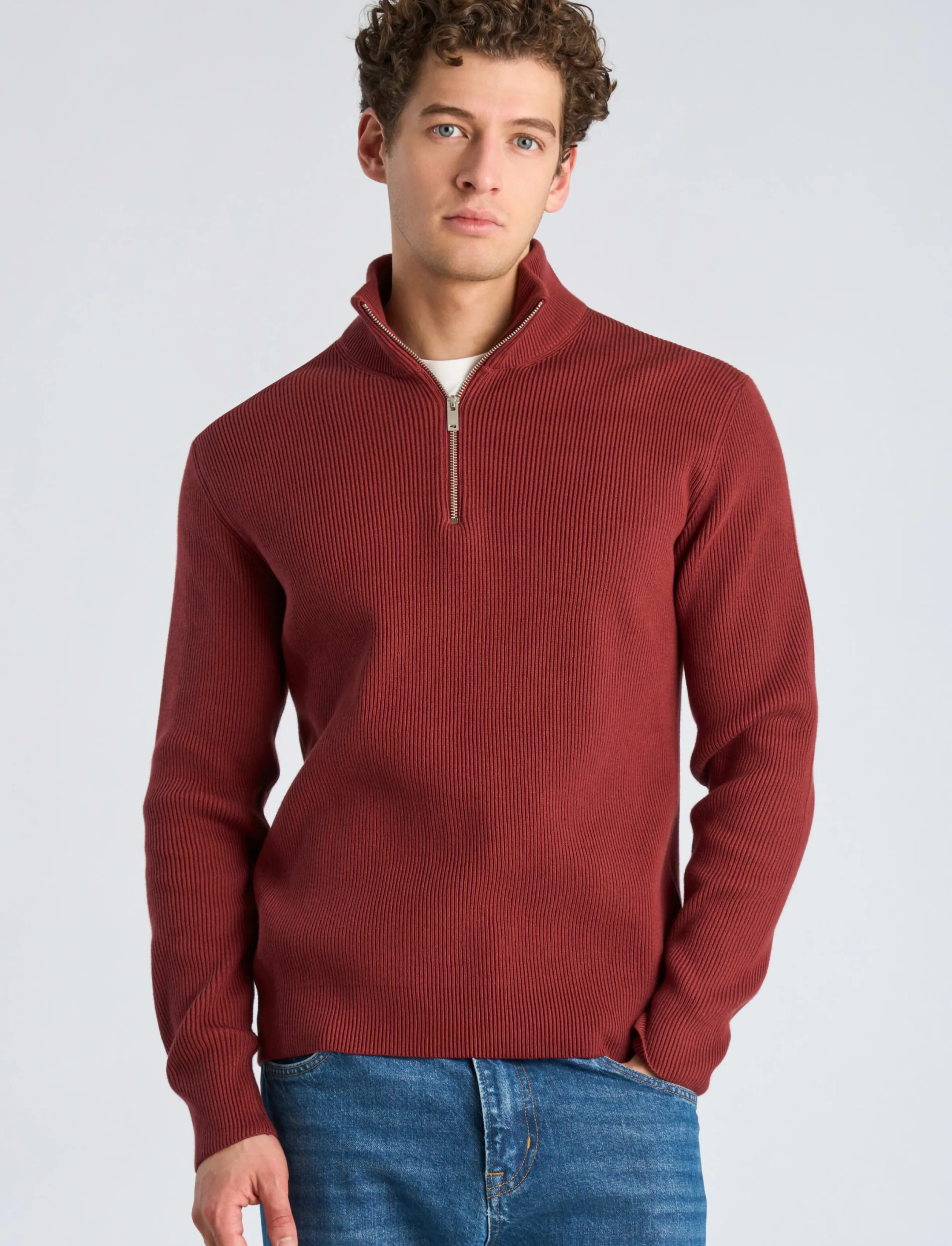 Lindbergh - Half zip rib knit - half zip-tröjor - lt burgundy - 3