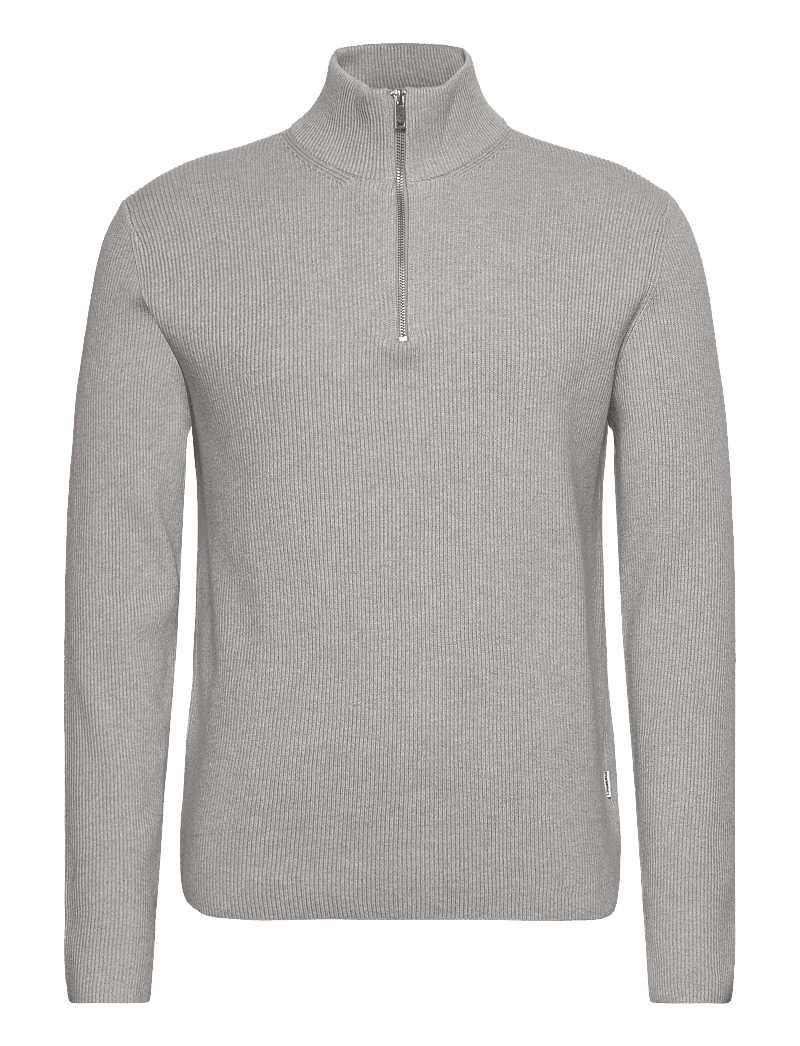 Lindbergh - Half zip rib knit - tõmblukk-kaelusega džemprid - lt grey mel - 1