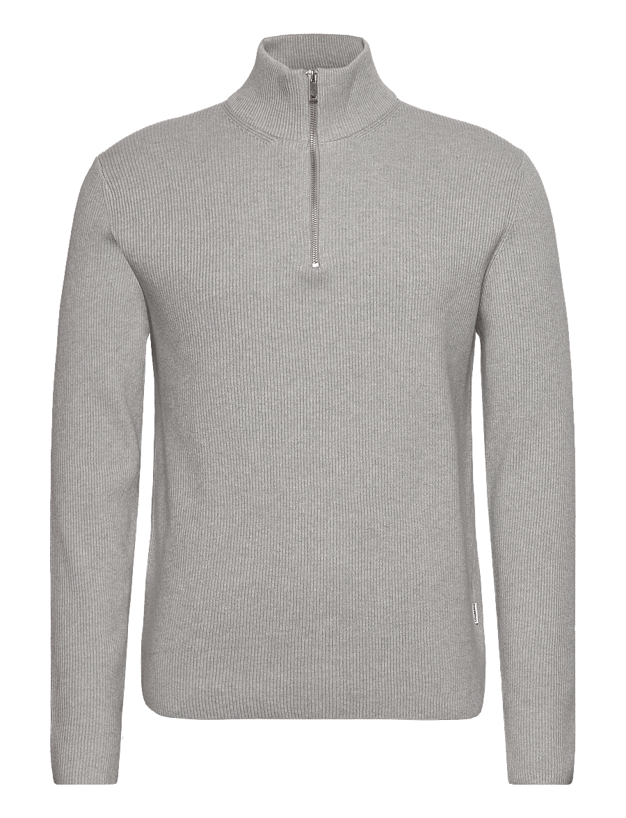 Lindbergh - Half zip rib knit - tõmblukk-kaelusega džemprid - lt grey mel - 1
