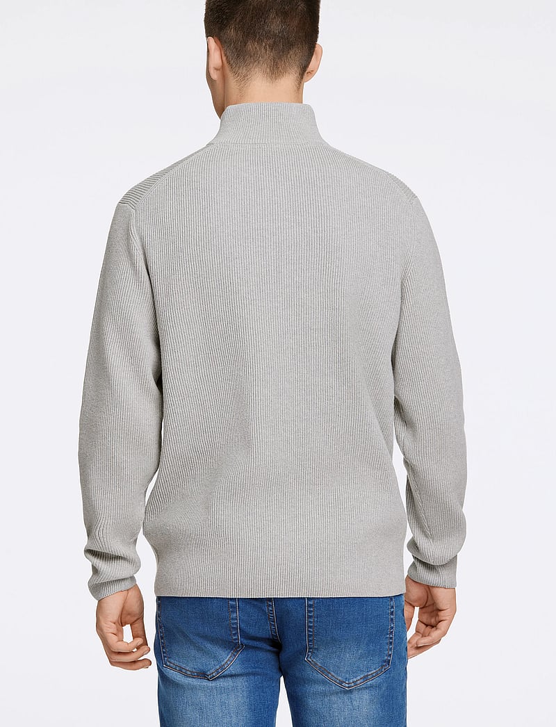 Lindbergh - Half zip rib knit - tõmblukk-kaelusega džemprid - lt grey mel - 4